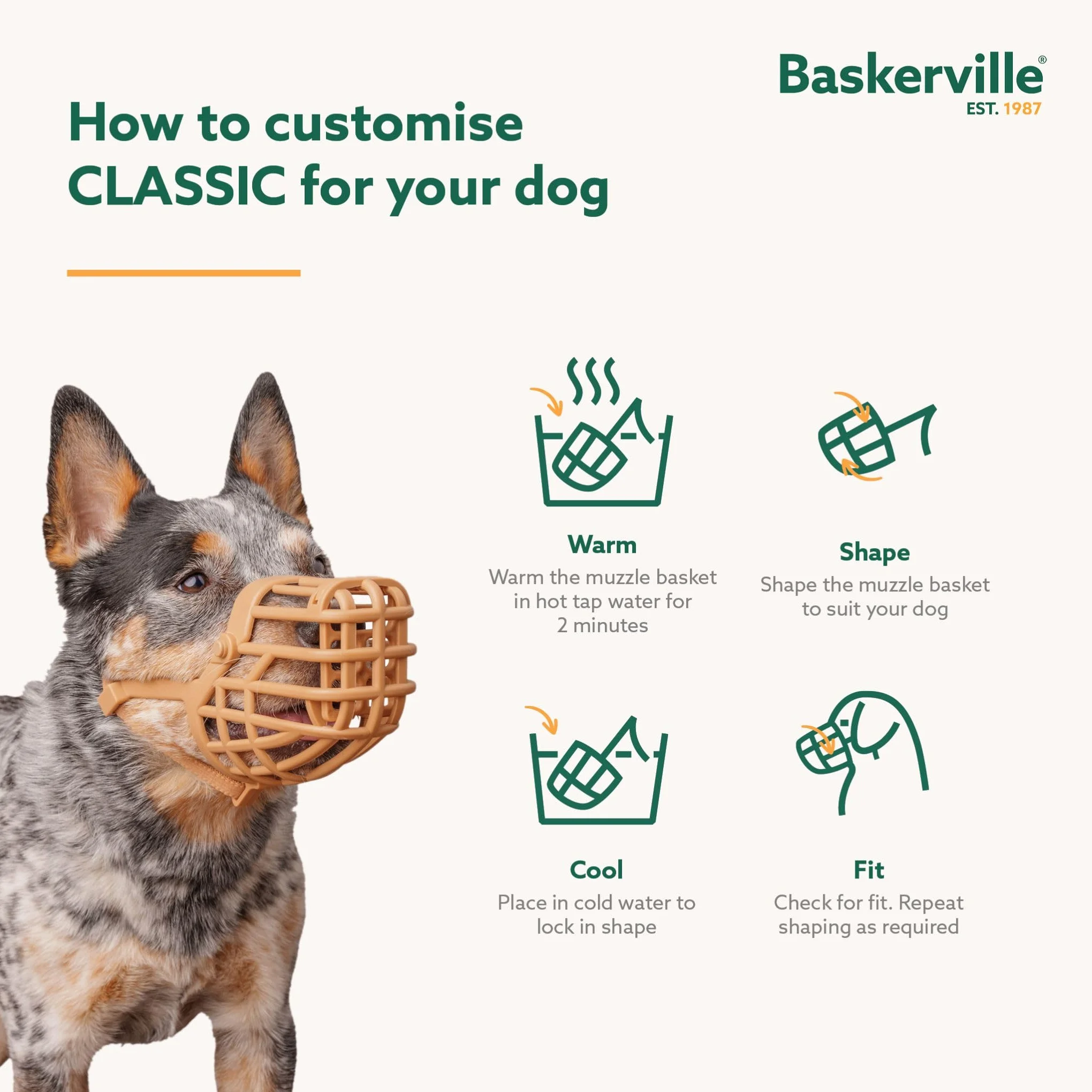 Baskerville Classic kaganiec – pozwala na nauczanie i picie, zapobiega gryzieniu i szperaniu jedzenia, pasuje dla psów z długimi nosami, kaganiec treningowy dla średnich psów (rozmiar 4)