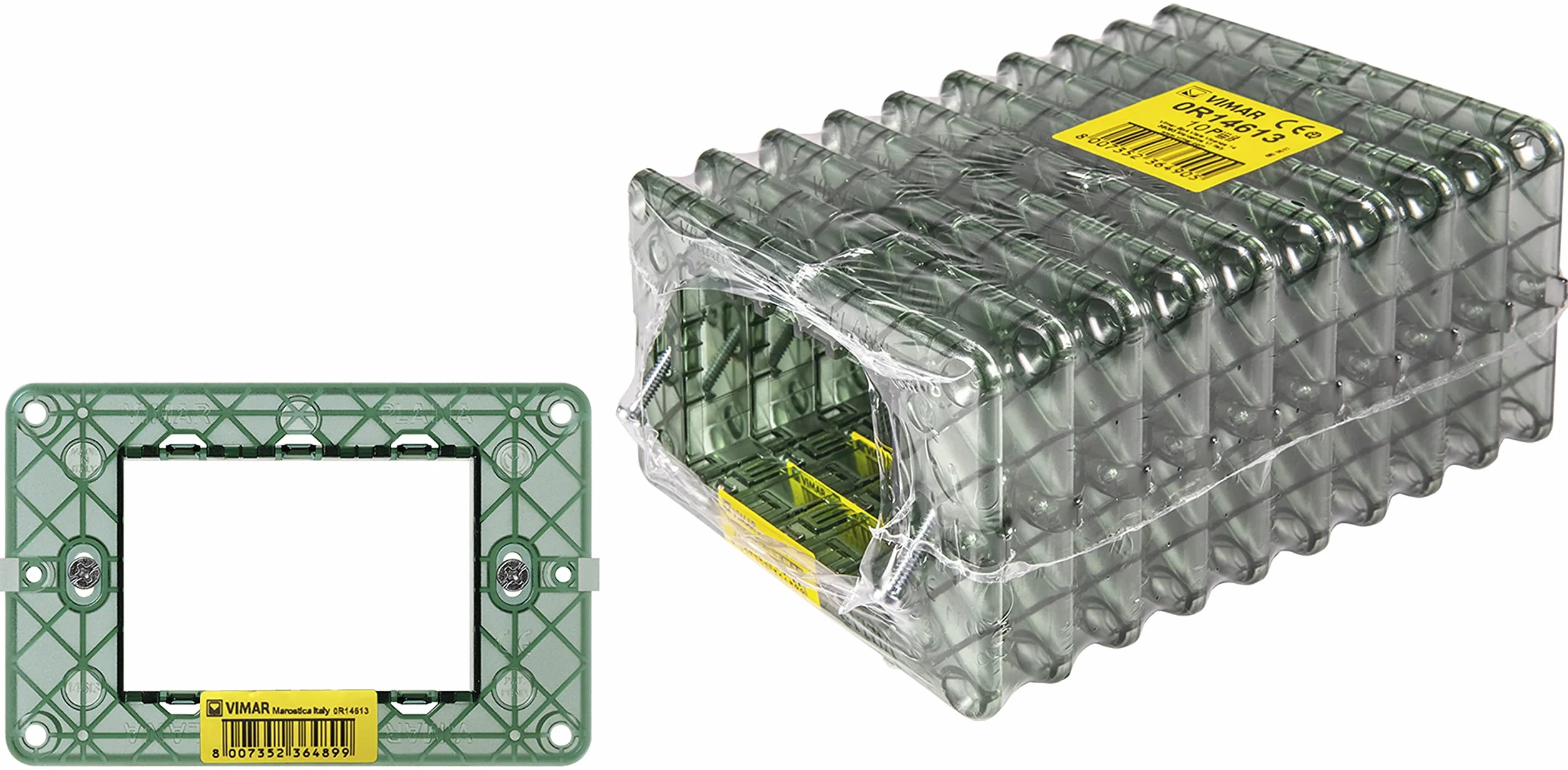 Vimar 0T14613 3-modułowy uchwyt, ze śrubami do 3-modułowych puszek, 10 sztuk