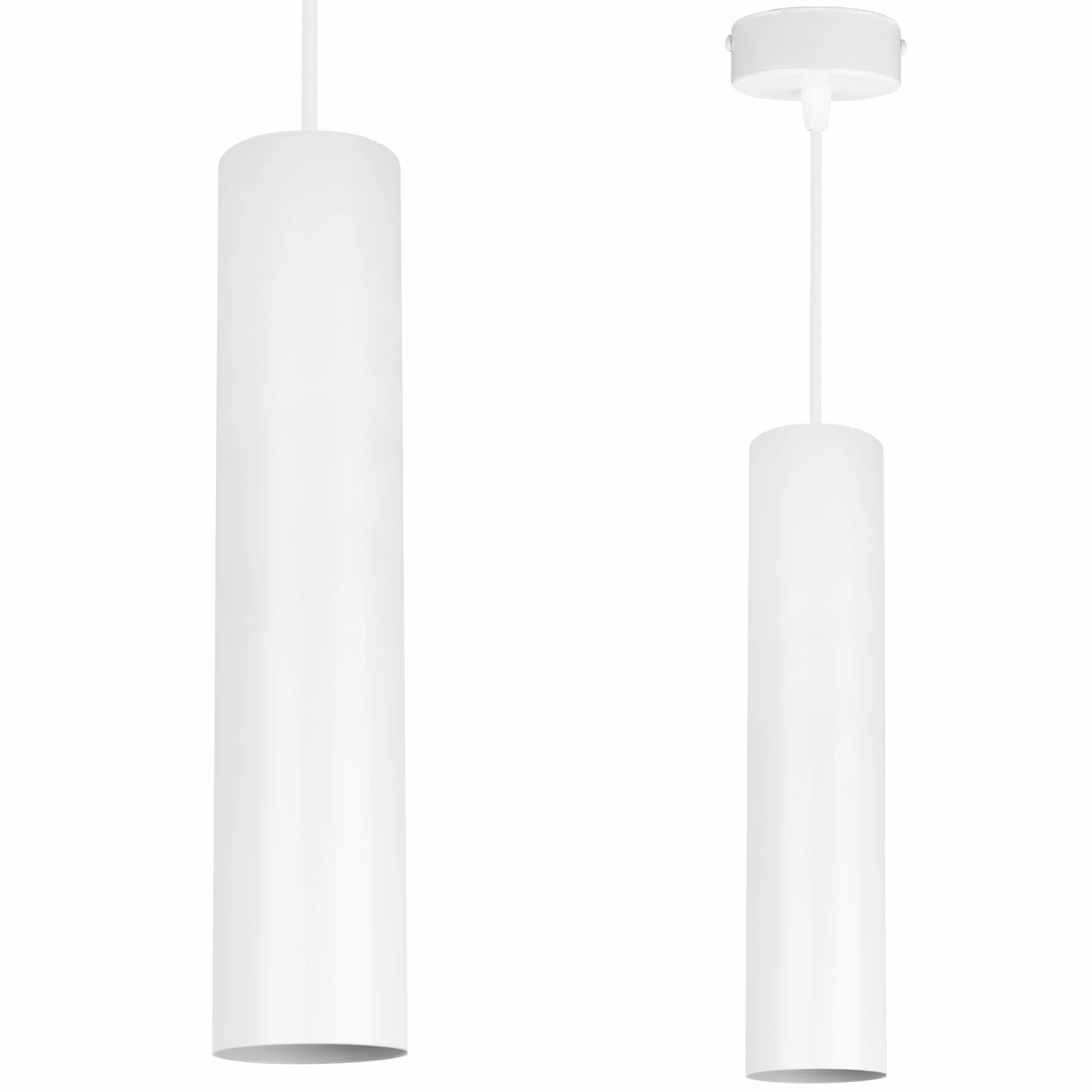 Light-Home Tuba lampa sufitowa wisząca - Nowoczesny żyrandol na sufit do sypialni salonu i kuchni w stylu loft - na 1 żarówkę GU10 - metalowy klosz biały