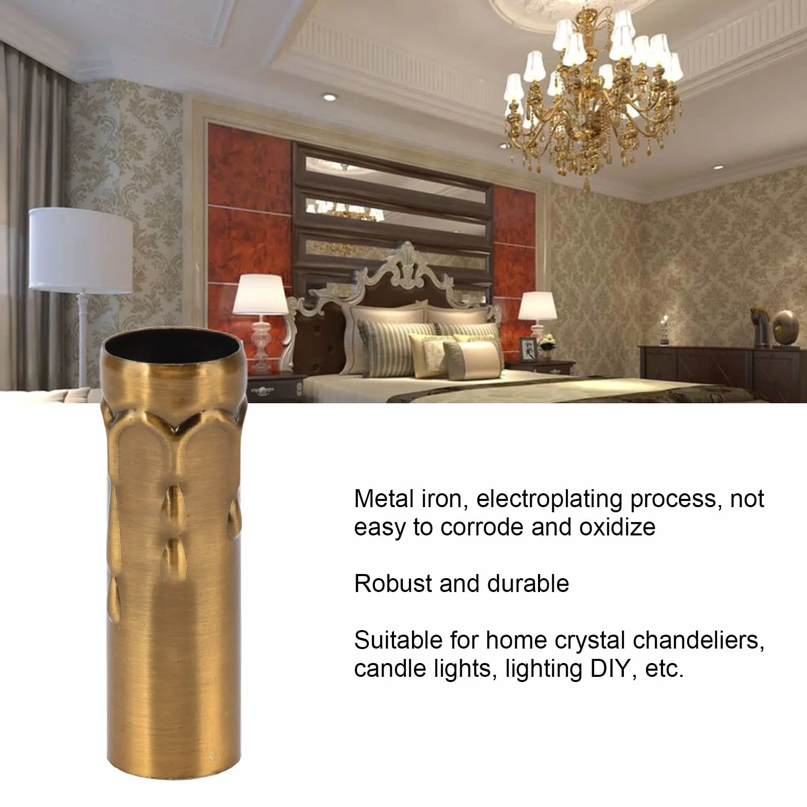 świecowa Rura, 10 Szt. E14 Metalowa Rurka Głowica Lampy Obudowa Żelazna do świecznika Oprawka świetlówka Podstawa Lampy 25x80mm Kryształowy żyrandol, Panele i Jednostki(Złoty brąz)