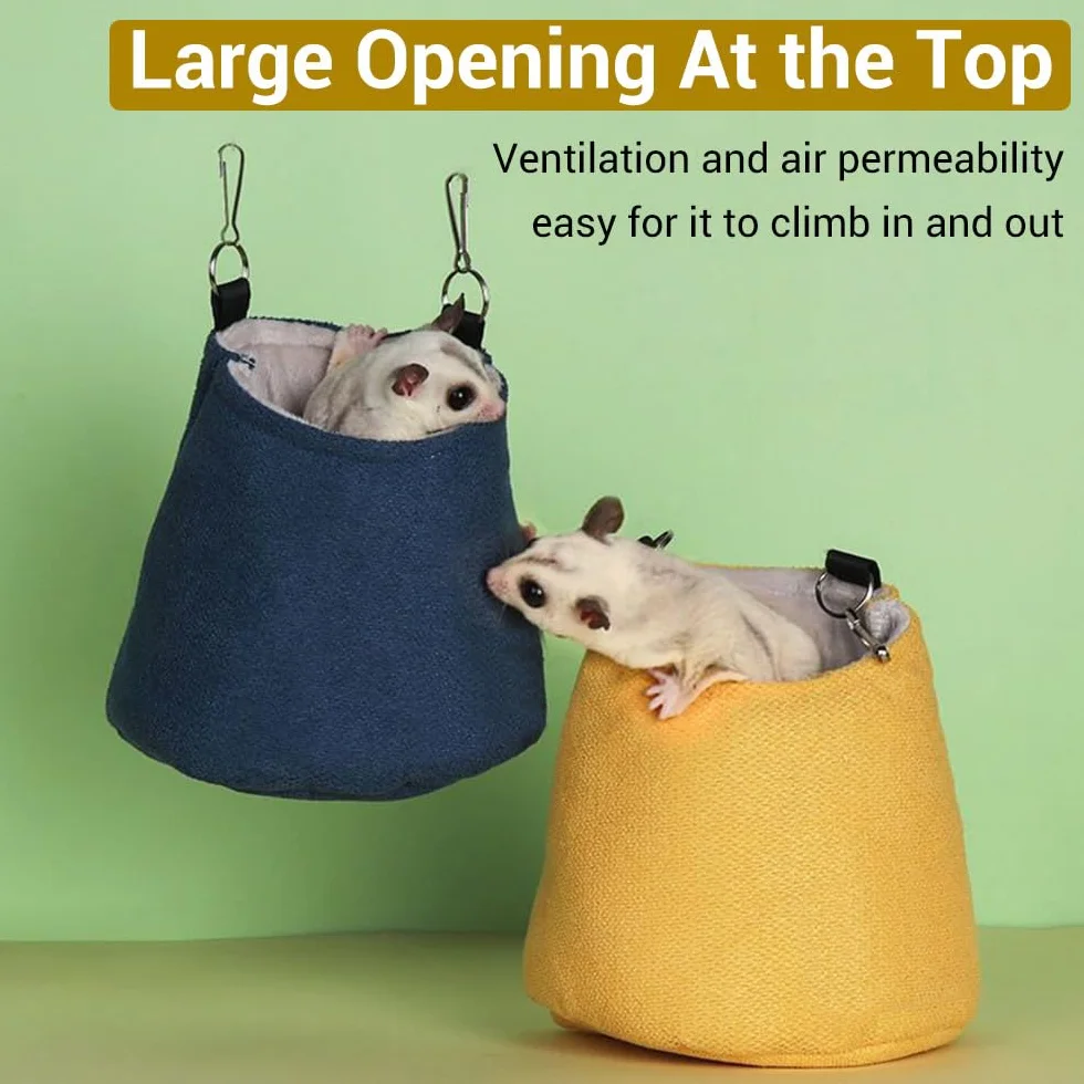 MiOYOOW Sugar Glider Śpiworek do spania, klatka do spania, wiszący hamak, ciepła torba dla małych zwierząt, świnka morska, wiewiórka, fretki, chomiki