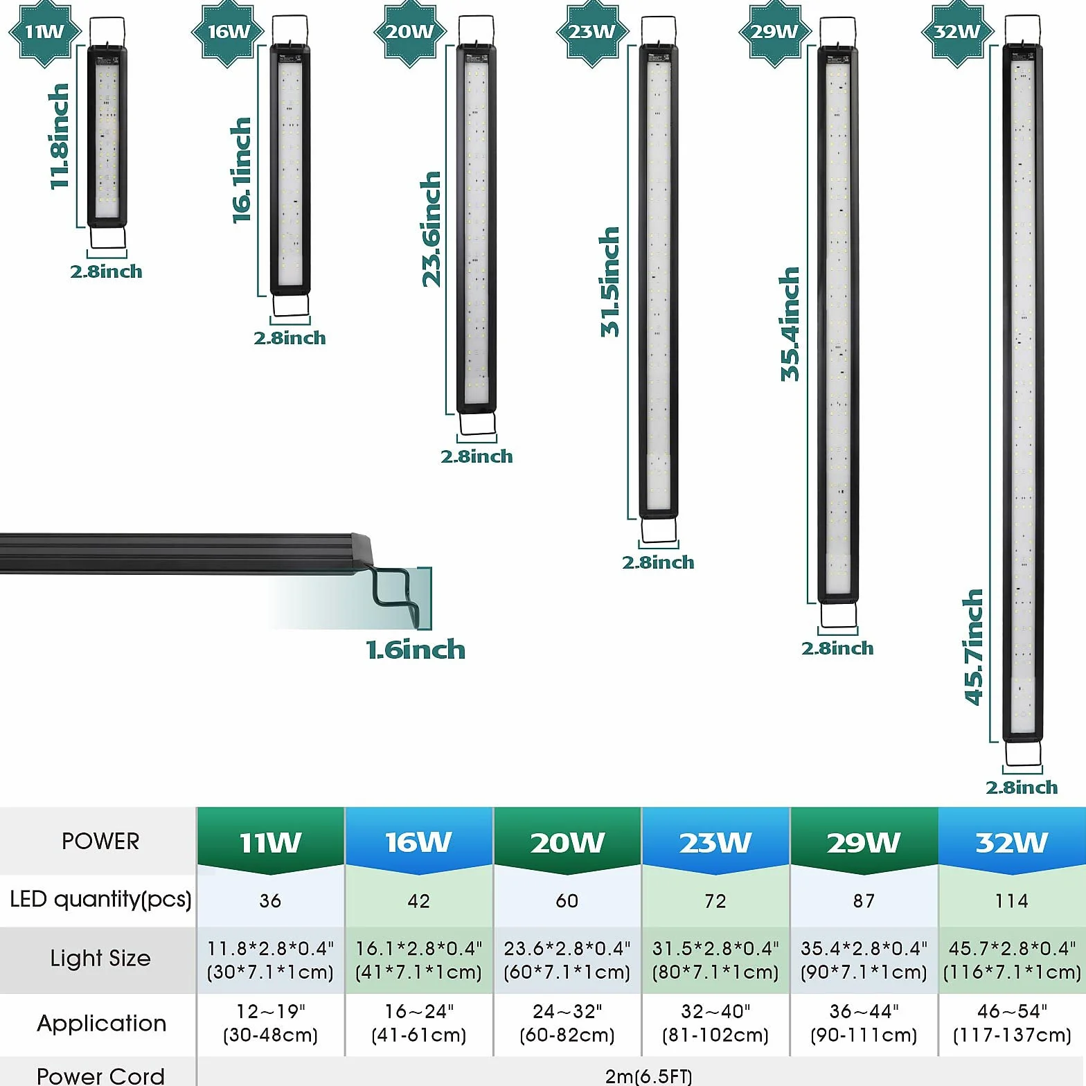Hygger Oświetlenie akwarium LED 20W RGB 10 poziomów jasności timer 3 tryby zbiornik 60-82 cm