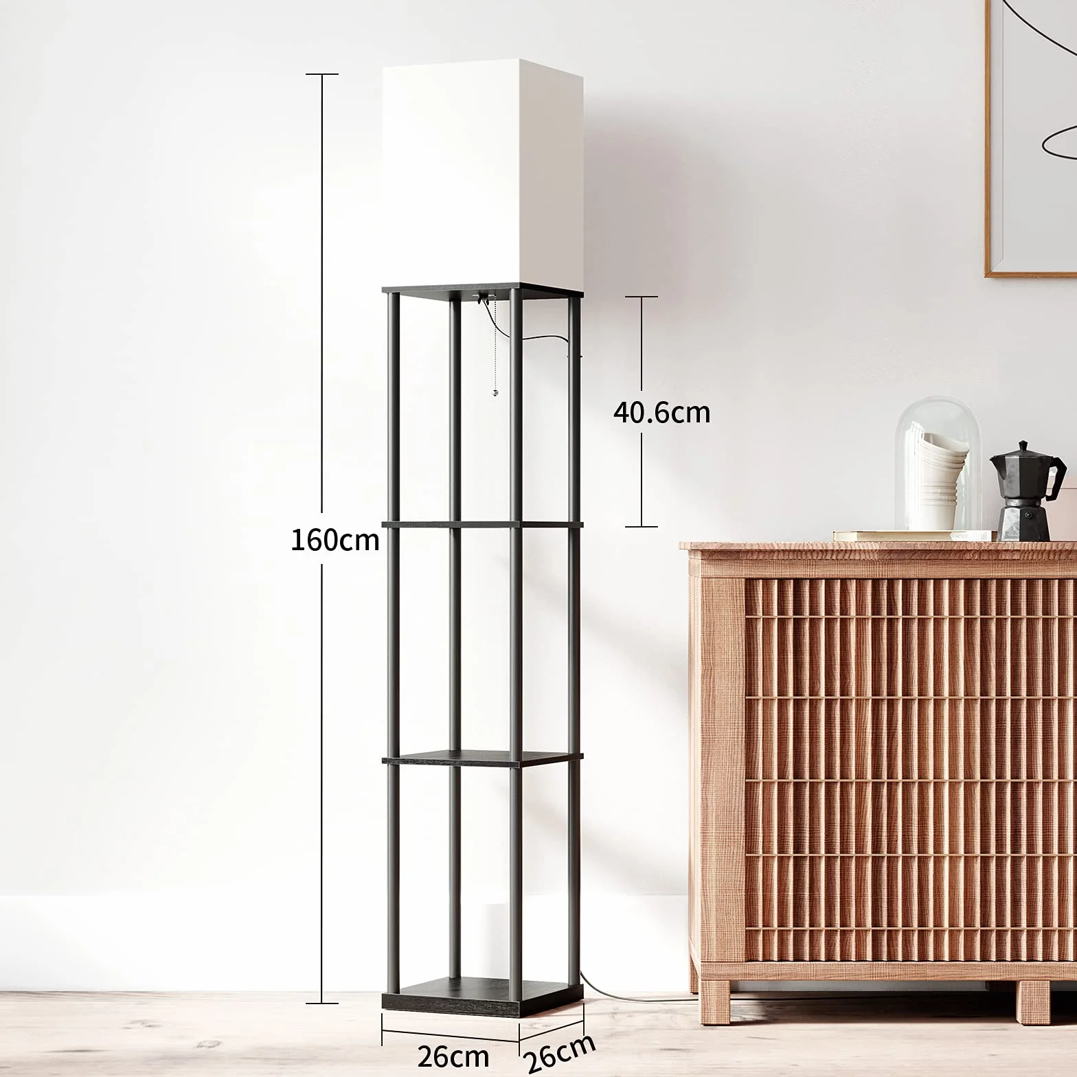 SUNMORY Lampa stojąca, 3 temperatury barwowe, z żarówką Led, dekoracja stojąca do salonu, sypialni, gabinetu, biura, czarna lampa podłogowa