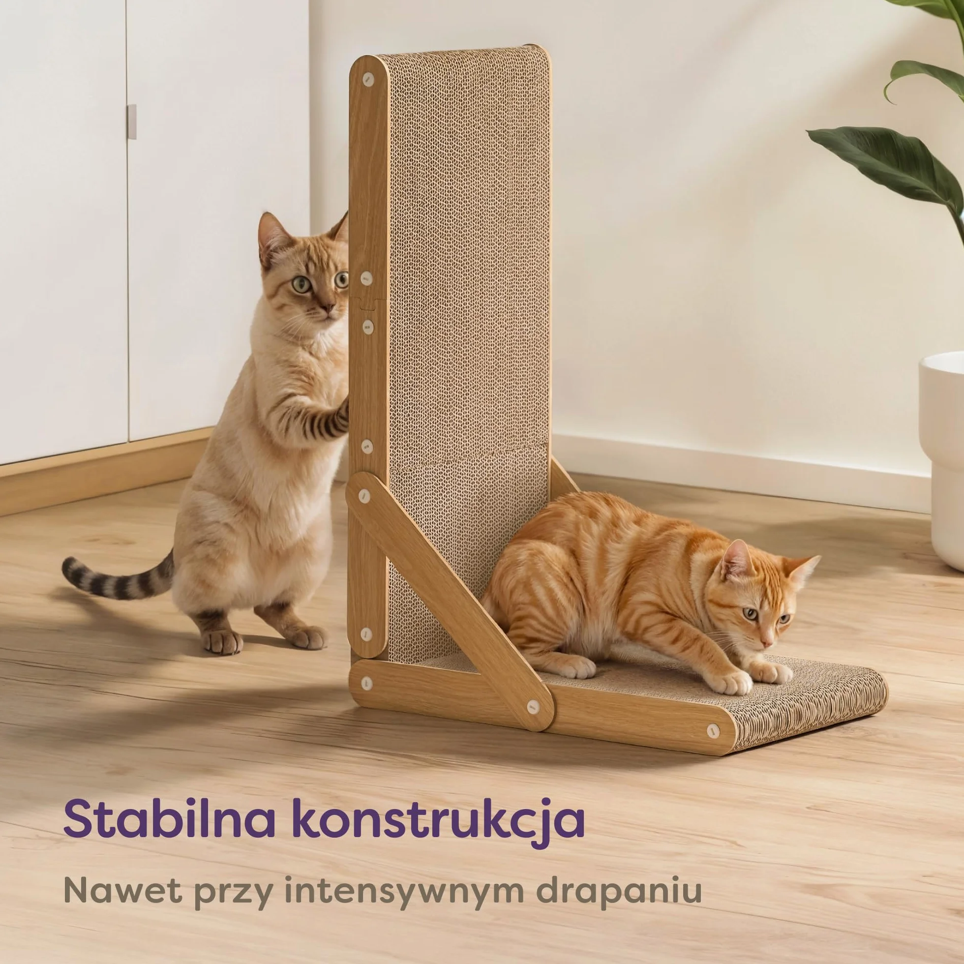 Drapak dla kota duży 68 cm - Drapak w kształcie litery L dla kotów z certyfikatem FSC® - Odwracalna konstrukcja zapewniająca do 1 roku zabawy w drapanie - Łatwy montaż
