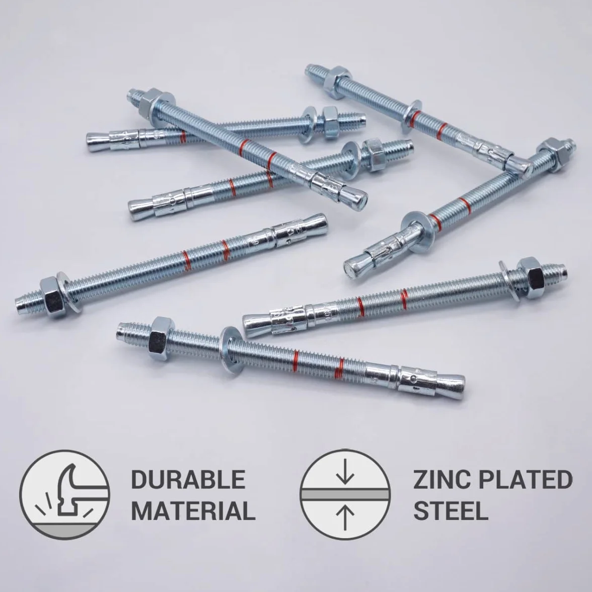 Kotwy M8 x 115 mm Metalowe Kołki Mocowanie Muru Kotwica Rozprężna Betonu 8 sztuk