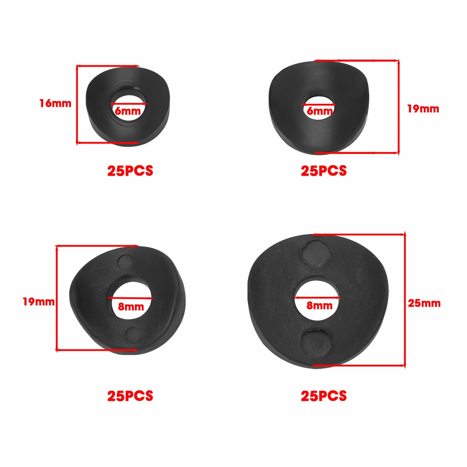 SG Store 100 szt. tulei dystansowych okrągłych podkładek do rur M6 M8 czarne plastikowe zakrzywione podkładki plastikowe tuleje dystansowe okrągłe uszczelki rurowe do stóp mebli
