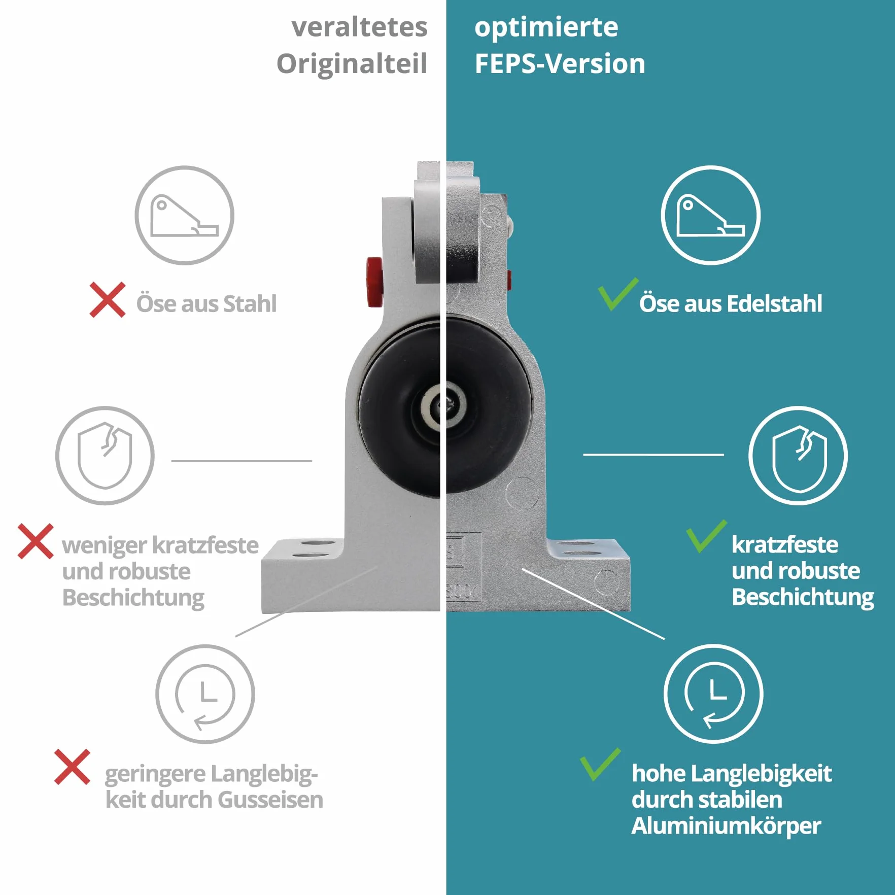 Trim FE-TS001 stoper do drzwi z litego aluminium uchwyt drzwiowy srebrny z hakiem zbierającym wraz z materiałem mocującym