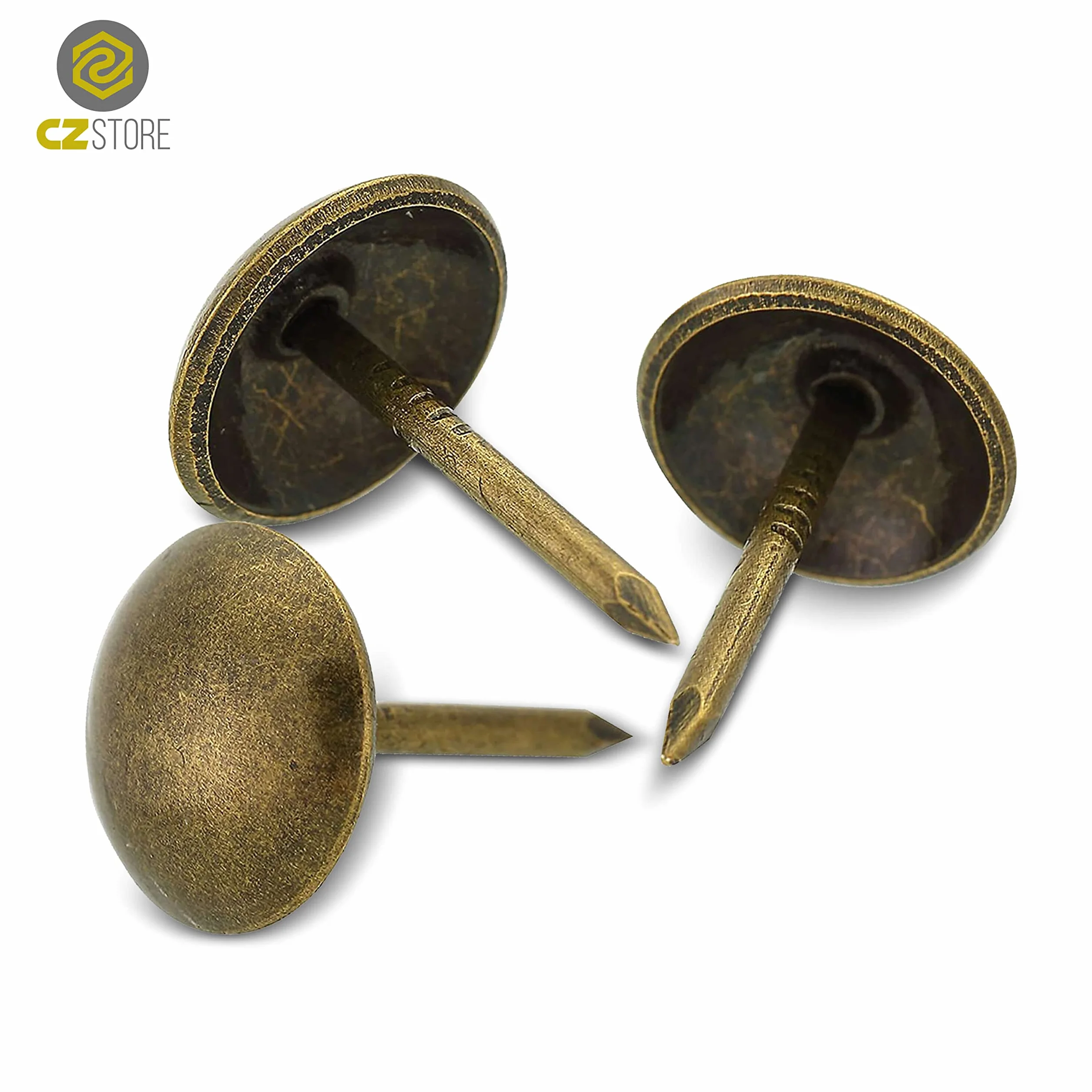 Gwoździe Tapicerskie - Długość 17 mm, Średnica 1 mm - 150-Pak - ✮DOŻYWOTNIA GWARANCJA✮ - Ozdobne Pinezki Tapicerskie Imitujące Gwoździe Mosiężne do Zabytkowych Mebli, Sof i Ozdób