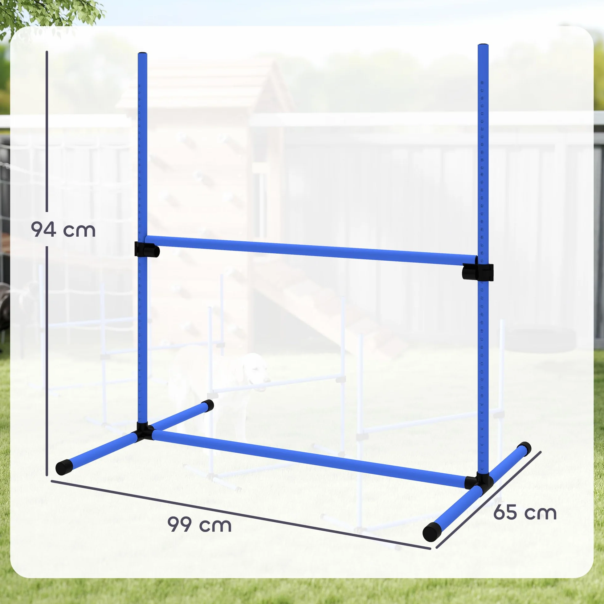 PawHut Zestaw Agility dla psów Zwinność Psów Kurs Zwinność Pies Zestaw 4 przeszkód zawodowych Regulowana wysokość z systemem podparcia podłogi 99 l x 65 l x 94H cm Dostarczona torba transportowa