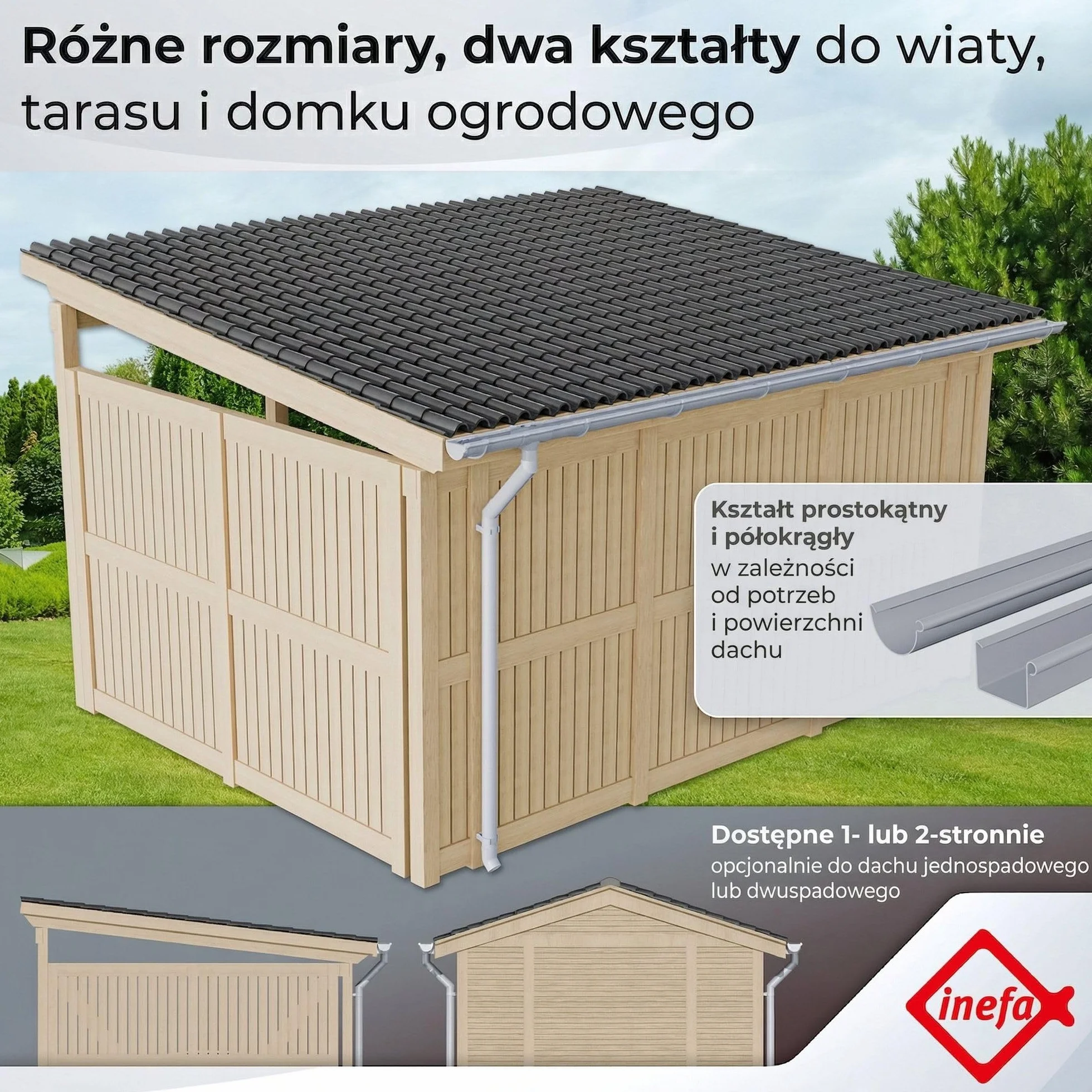INEFA zestaw rynnowy PVC NW100 100 mm półokrągły 5 m antracyt