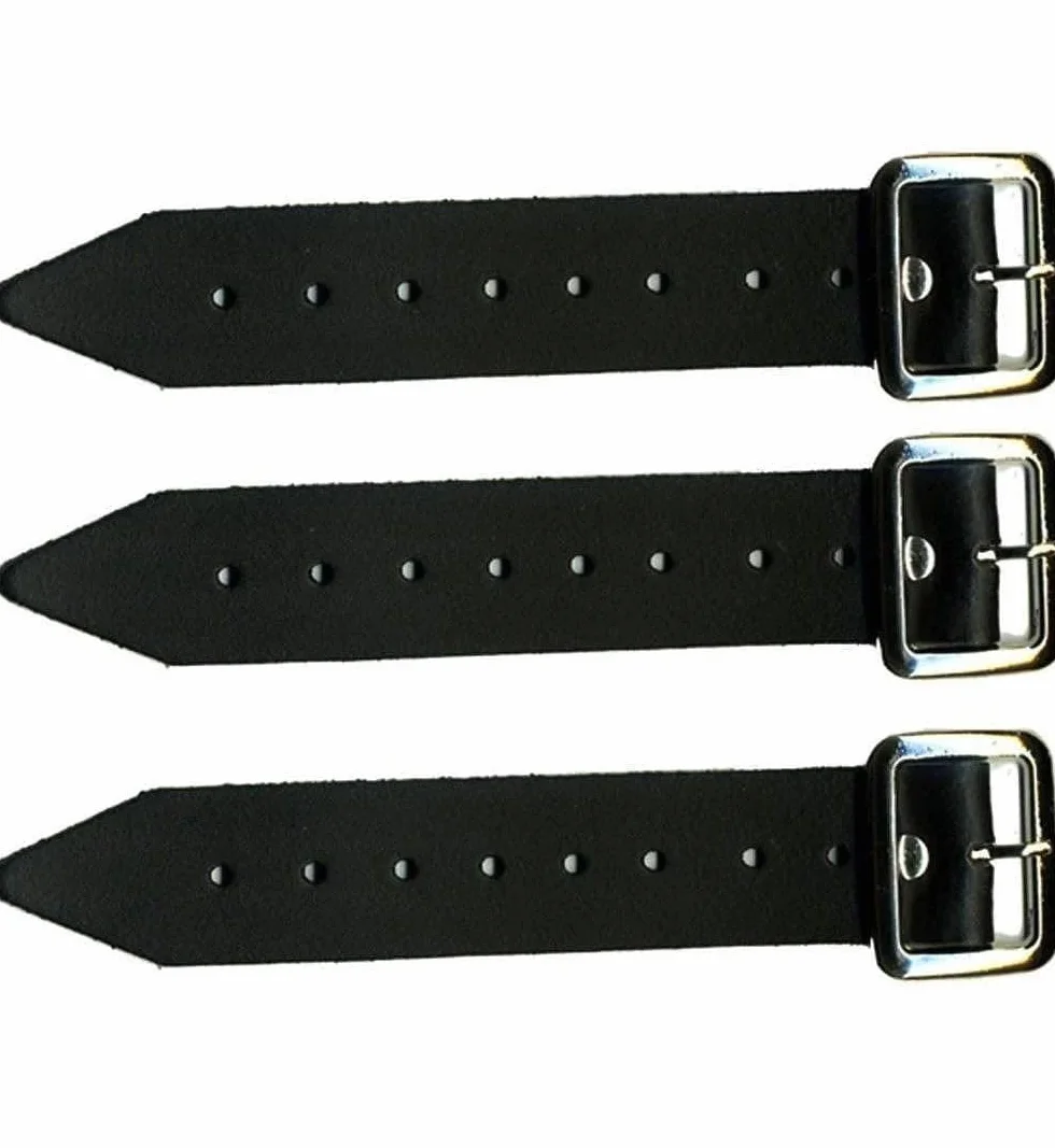 Scottish Kilt Extender pasek, skórzany, długość 18 cm, szerokość 3 cm, czarny, zestaw 3 szt