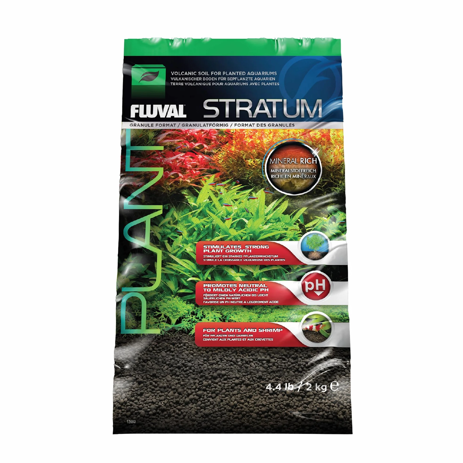 Fluval Stratum, podłoże do akwariów, dla roślin i krewetek, 2 kg