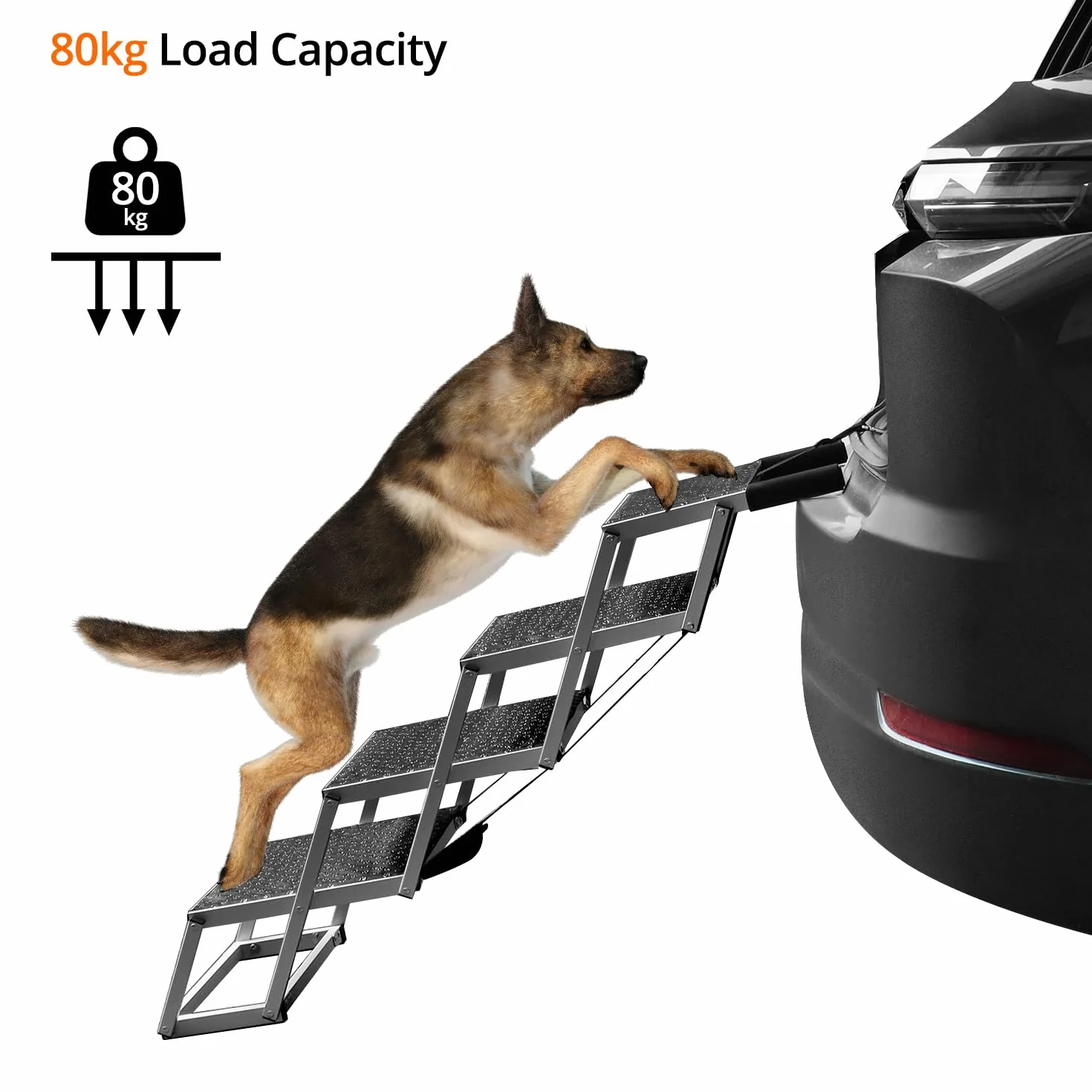 QWORK® Schody samochodowe dla psów, 4-stopniowe schody dla małych i dużych psów, maksymalne obciążenie 80 kg
