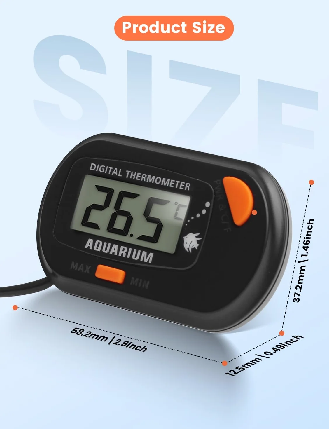 Termometr do akwarium z sondą i przyssawką, cyfrowy termometr temperatury wody LCD do akwarium, akwarium, gadów morskich, terrariów (1)