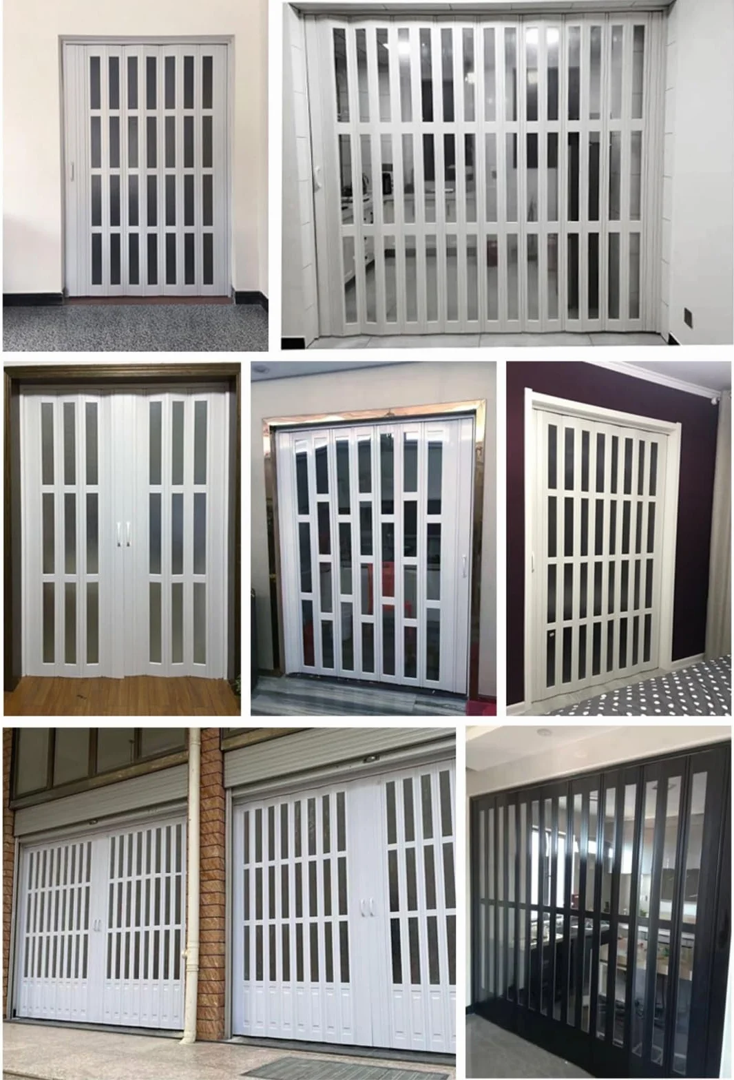 Dostosowywalne Harmonijkowe Drzwi z PVC - Przesuwne z Uchwytami i Szkłem Akrylowym do Kuchni, Spiżarni, Pralni (63x85in/160x216cm)