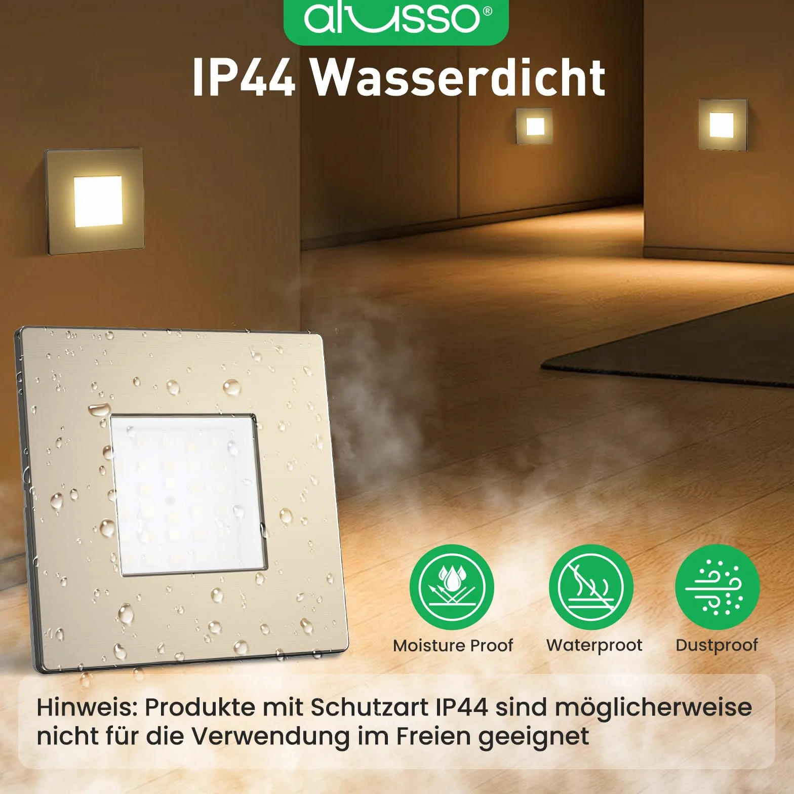ALUSSO 6 sztuk LED oświetlenie schodowe/oświetlenie do montażu w ścianie, SN