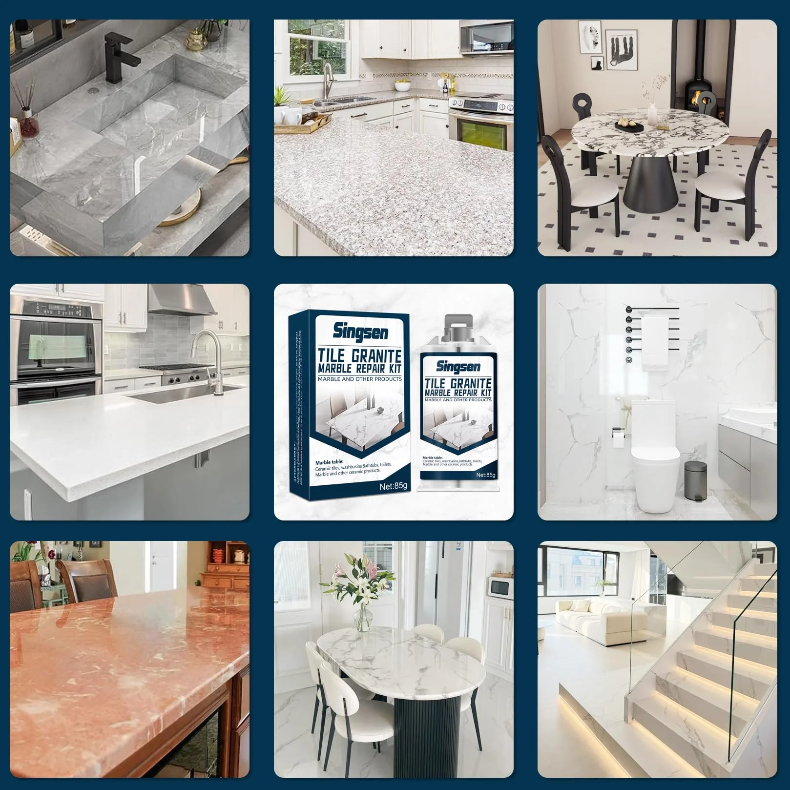Zestaw do naprawy płytek granitowych marmuru, (Match Color), wodoodporny zestaw naprawczy porcelany, zestaw naprawczy płytek do marmuru, kwarcu, płytek, żywicy, akrylu, granitu i innych