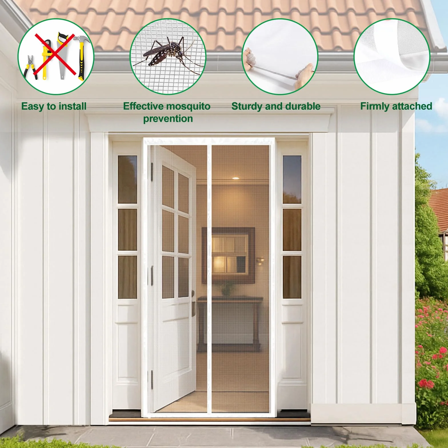 4UMOR Moskitiera Magnetyczna do drzwi 75x220cm Biały