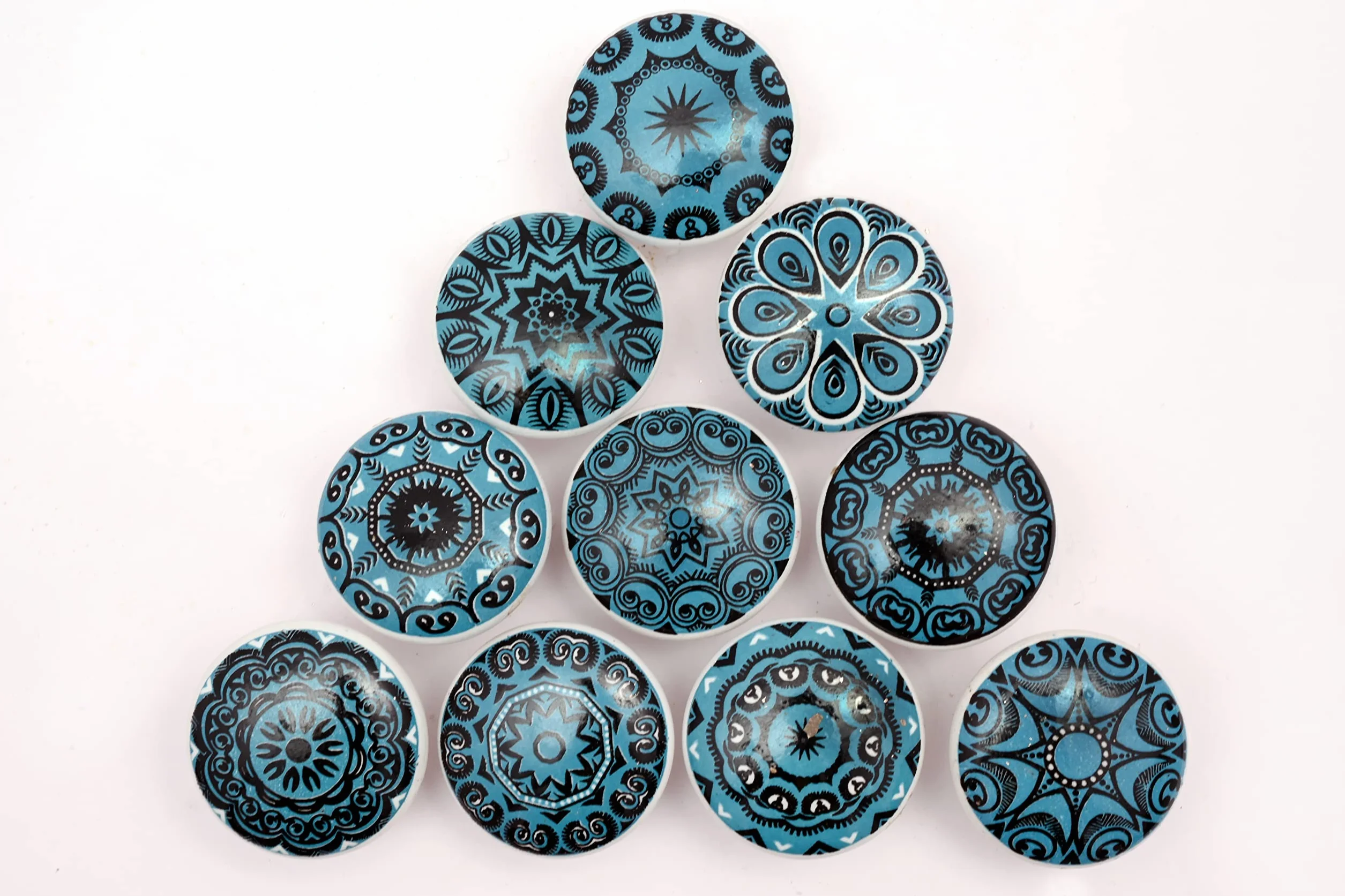 Uchwyty ceramiczne w stylu vintage z motywem kwiatowym, mieszane, do drzwi, szafki, szuflady, 10 szt., zielone (Aqua Green), xfer