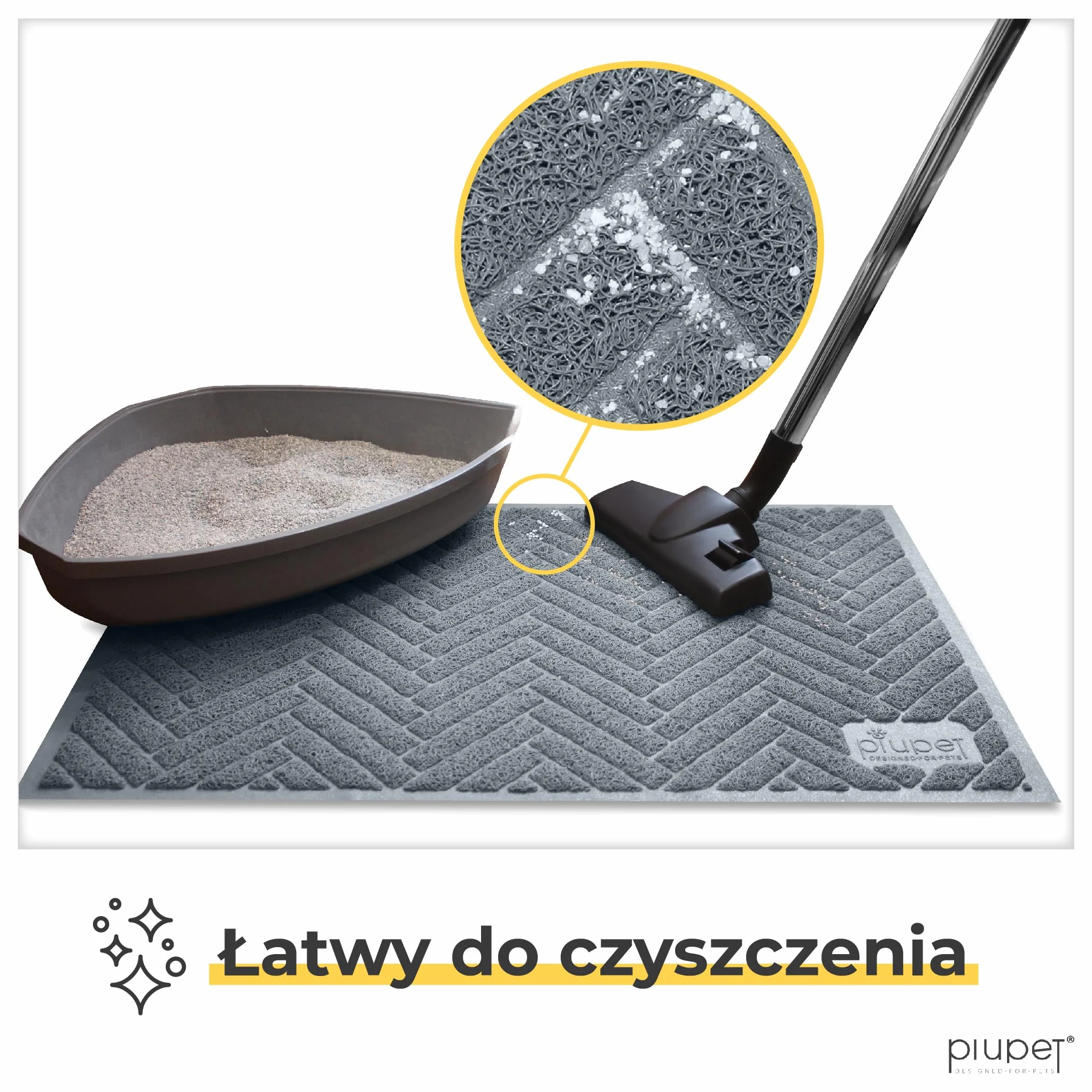 PiuPet Mata do wyłapywania śmieci dla kotów 90x60cm