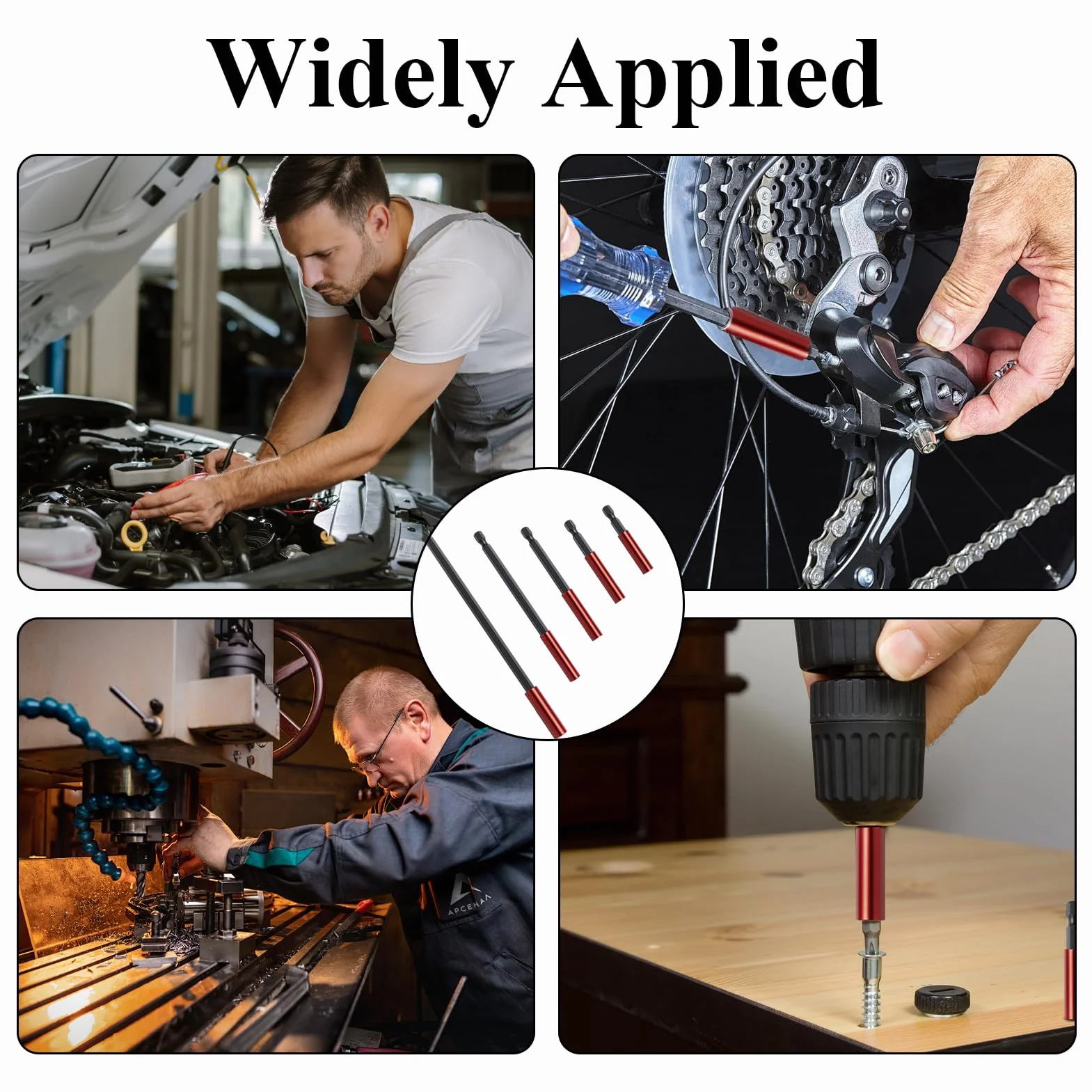 5 sztuk magnetycznych uchwytów do bitów, 1/4 cala, z przedłużkami bitów 50/60/100/150/300 mm, wytrzymały i trwały, do wiertarek i śrubokrętów (kolor czerwony)