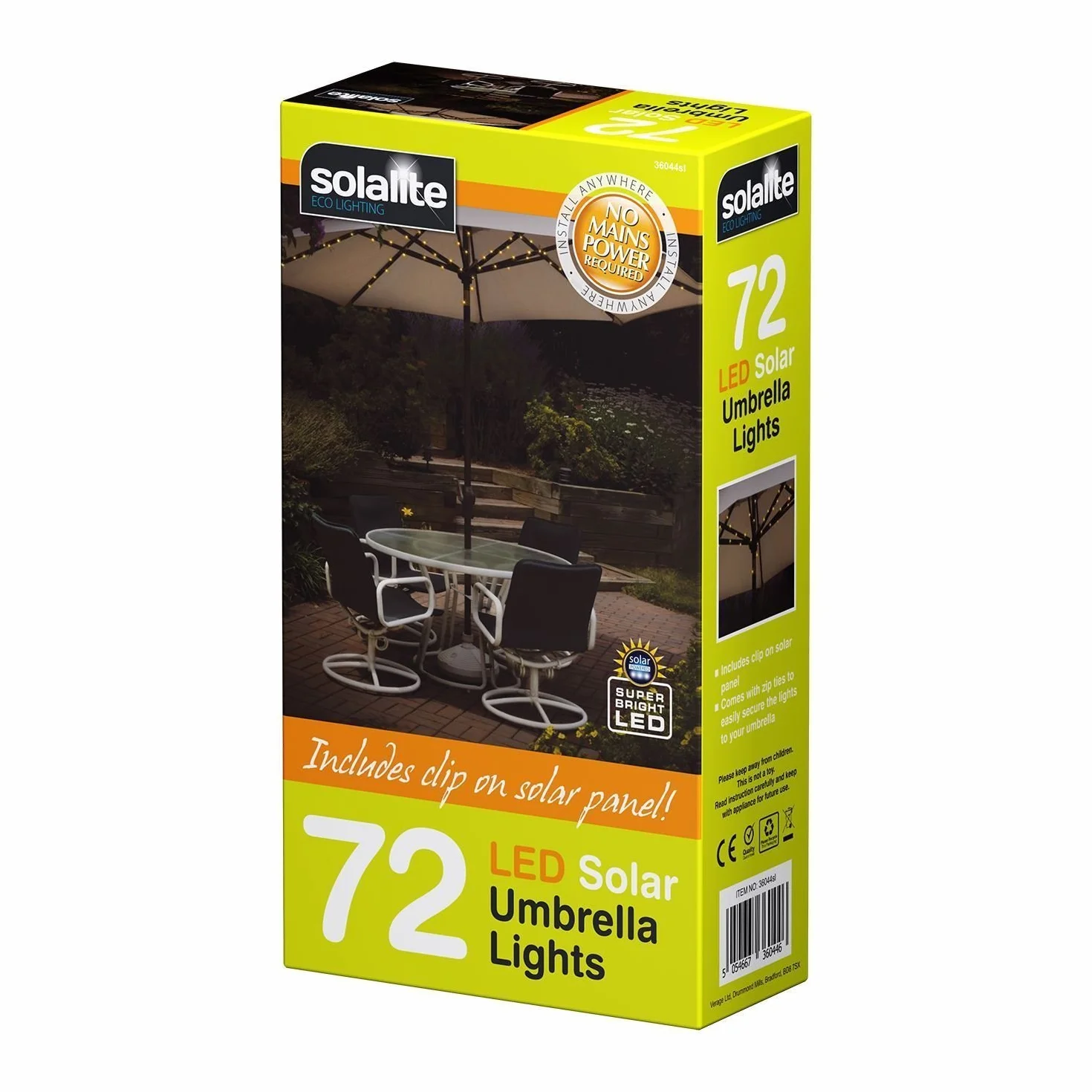72 diody LED zasilane energią słoneczną, parasol, łańcuszek, oświetlenie ogrodowe z podwójną funkcjonalnością