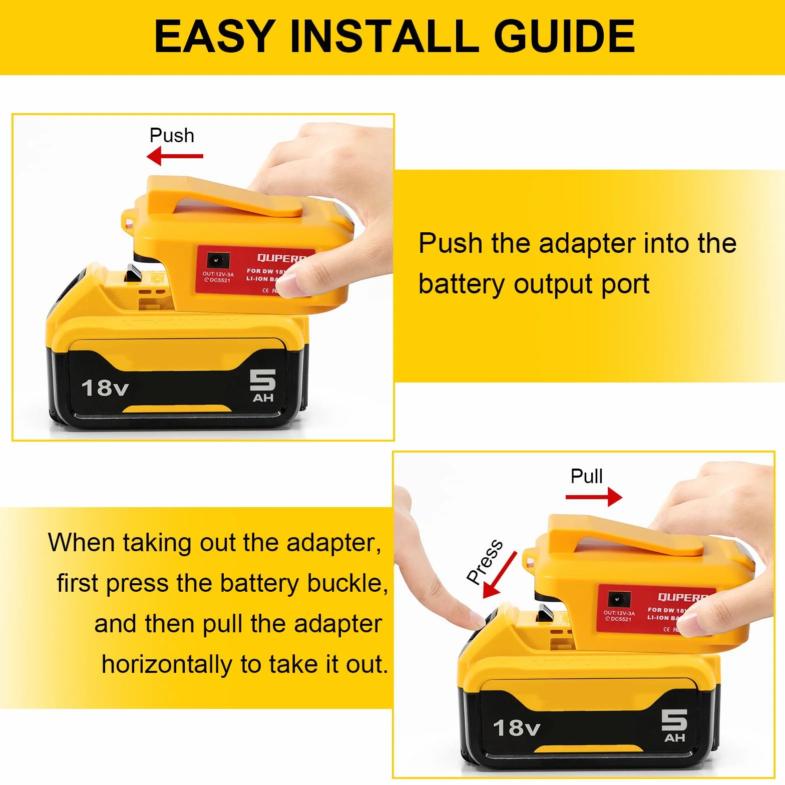Adapter USB Dewalt 18 V konwerter światła roboczego LED podwójny port ładowania USB DC