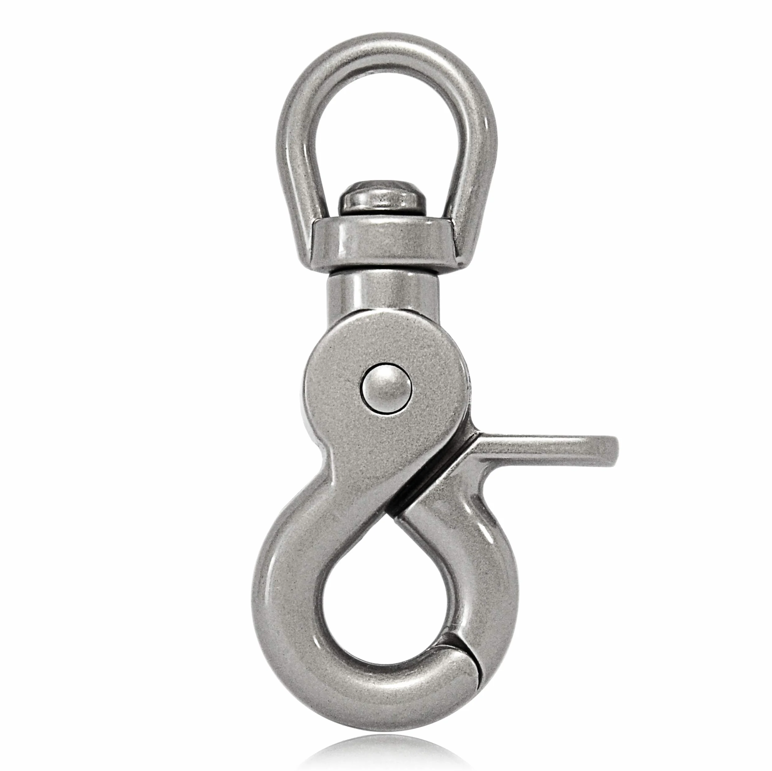 Ganzoo karabinek nożycowy z obrotowym łącznikiem do smyczy i obroży psa, szybkozłączka sprężynowa do taśmy na szyję, stal stopowa 61 mm, odpowiedni do Paracord 550, komplet 2 szt., srebrny mat