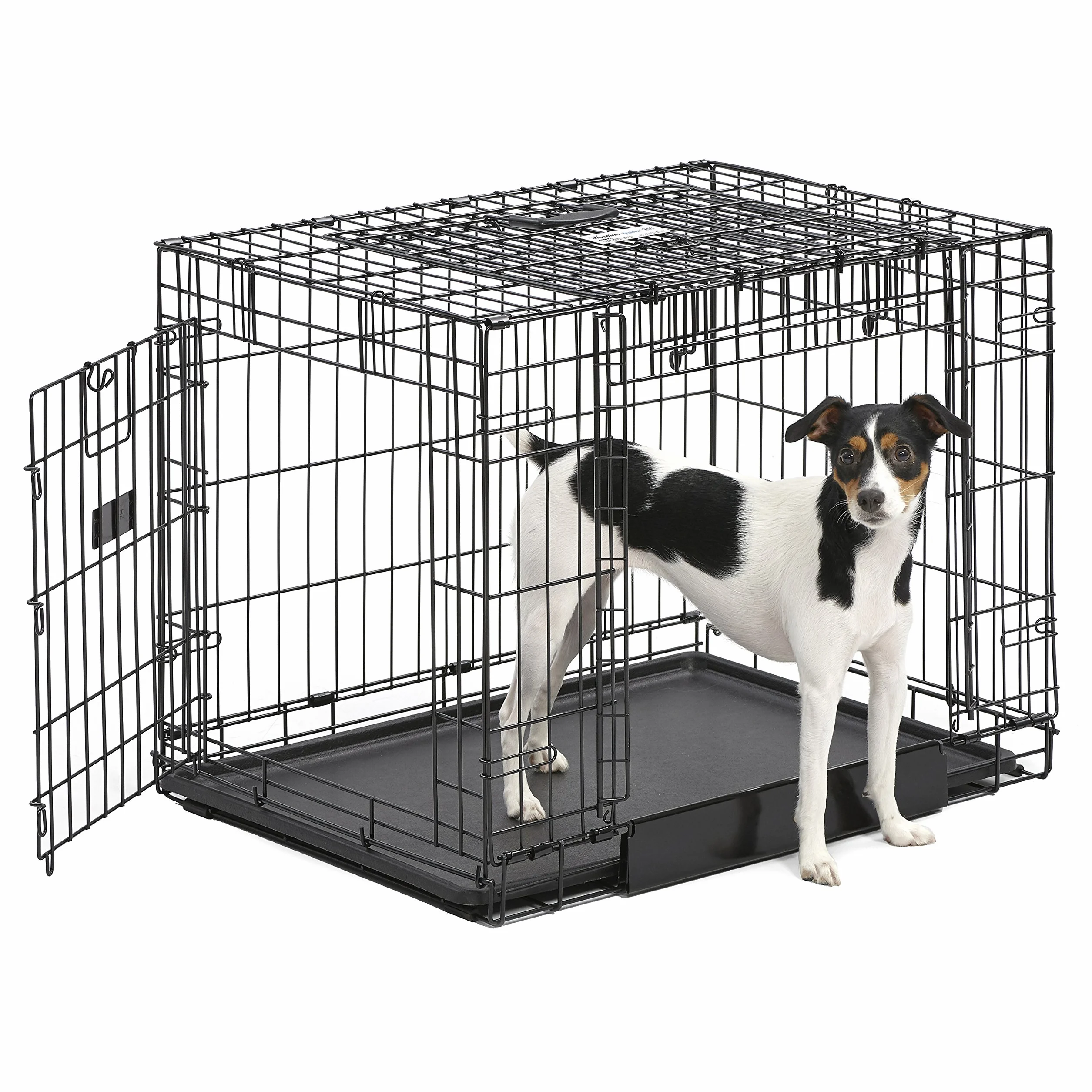 MidWest Homes for Pets Medium Ovation Double Door 30-inch Folding Metal Dog Crate, Front and Up & Away Side Doors, Space-Saving Design
