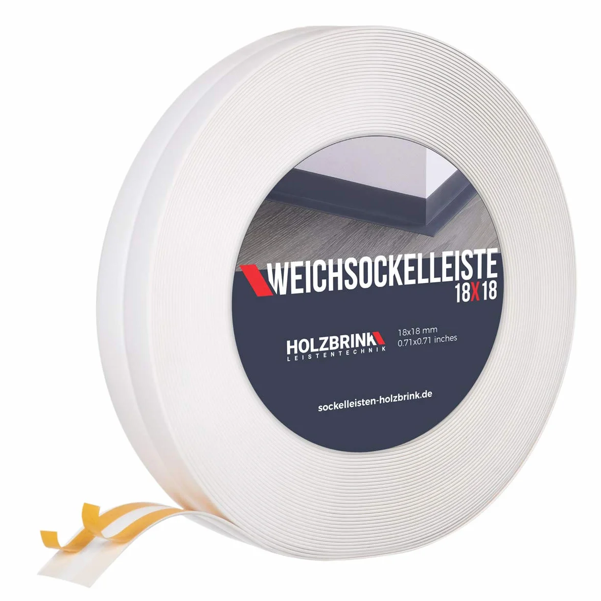 listwa przypodłogowa miękka samoprzylepna, BIAŁA, listwa łamana PVC, 18x18mm, 5 Meter