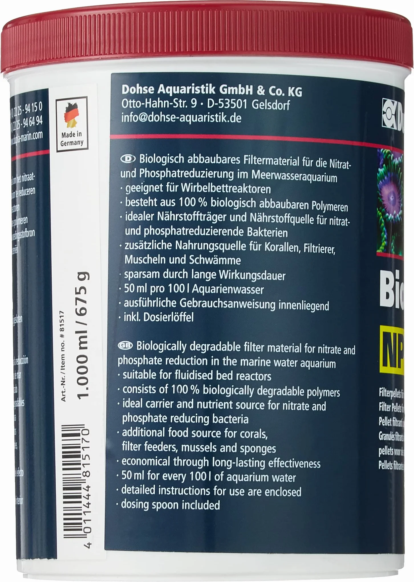 Dupla Marin 81517 Biopellets NP, 1000 ml - 675 g