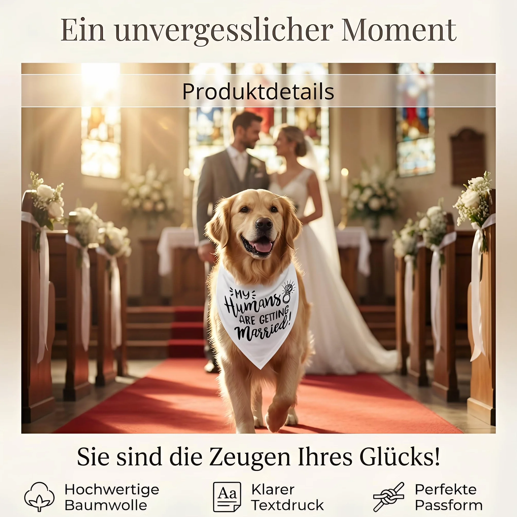 Bandana dla psów, na wesele, biała – "My Humans Are Getting Married" chusta na szyję dla małych, średnich i dużych psów, regulowana, oddychająca, dodatek ślubny i sesji zdjęciowej
