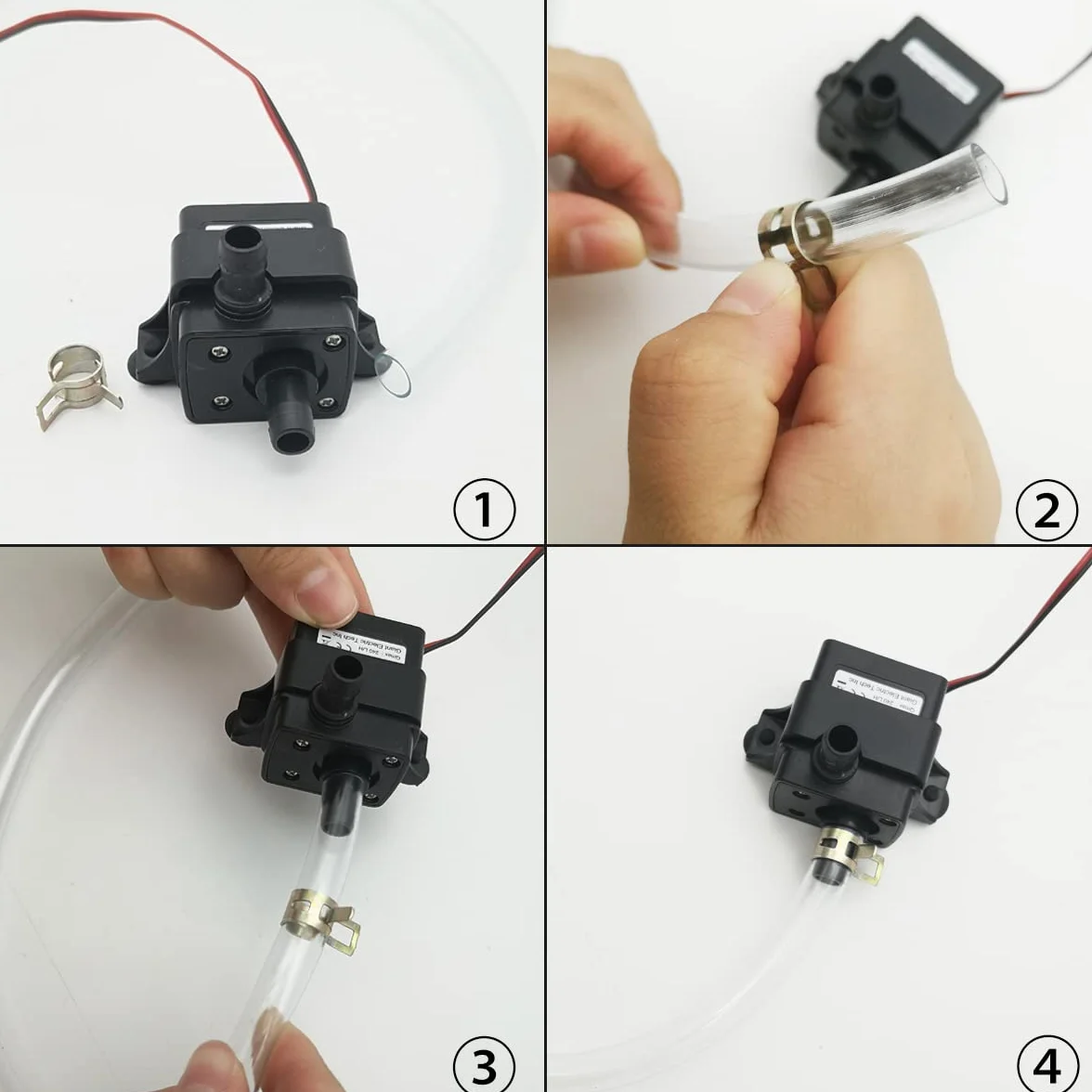 CESFONJER 12 V DC Mini bezszczotkowa pompa wodna, bardzo cicha z 2 przyssawkami do akwarium, etangu, fontanny itp. (+ z wężem słodkowodnym PVC o średnicy 8 mm i długości 3 m)