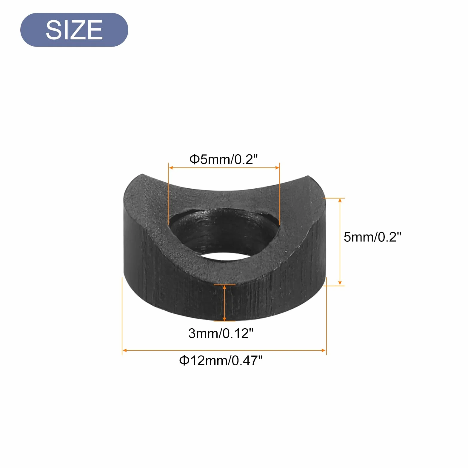 QUARKZMAN 50 szt. Plastikowe okrągłe podkładki, 6 mm x 12 mm x 3 mm czarne podkładki wklęsłe podkładki dystansowe urządzenie mocujące okrągłe rury