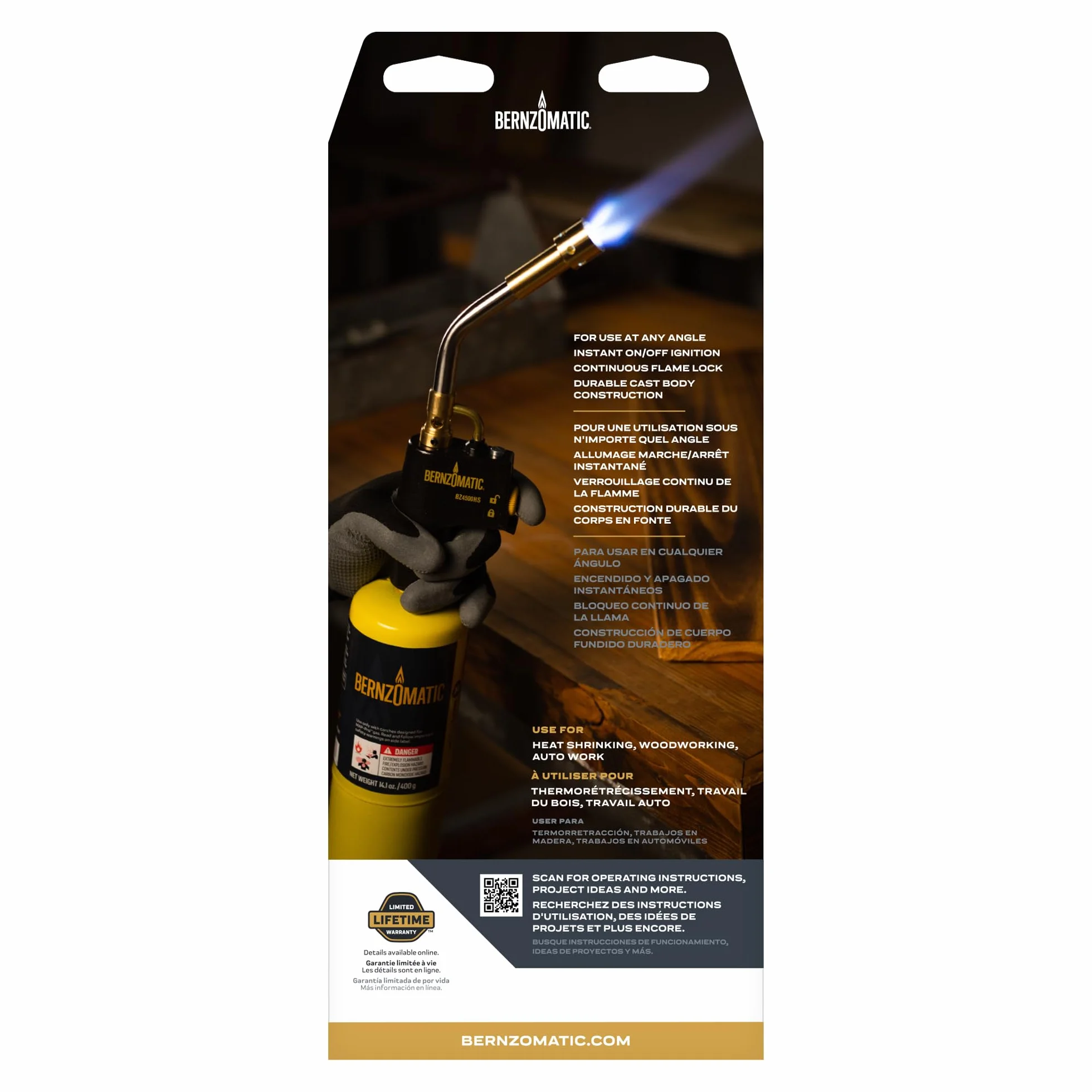 Bernzomatic® DuraCast® palnik szerokokątny – trwała aluminiowa konstrukcja z odlewu do gotowania, obróbki cieplnej, obróbki metalu i owijania winylu (latarka TS 4500)