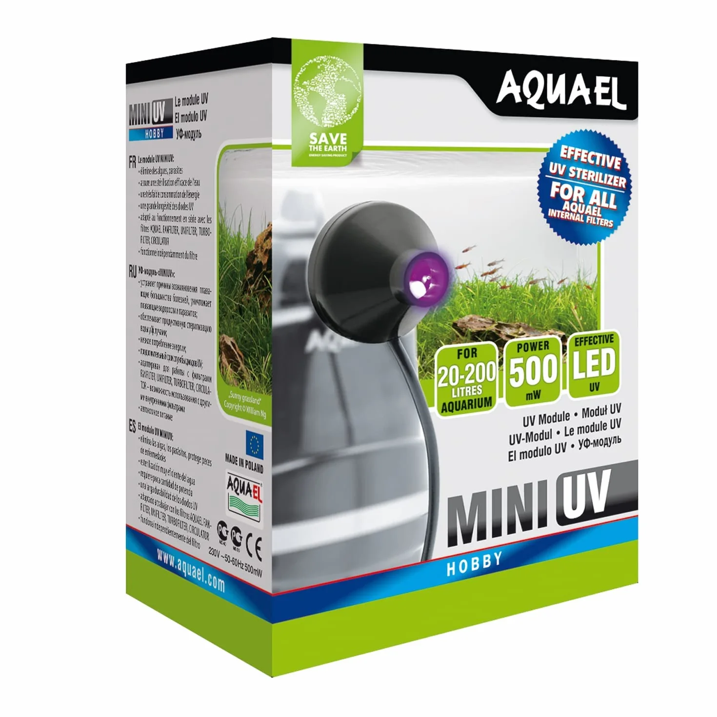 Aquael mini oświetlenie UV, LED, do akwarium, 1 W