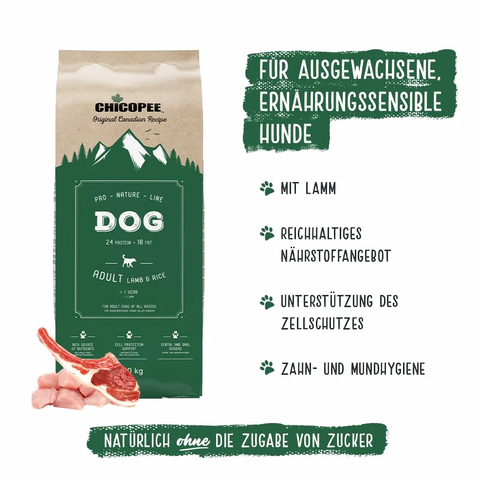 Chicopee PNL Adult Lamb & Rice 20 kg sucha karma dla psów | by Bosch | karma dla psów | kanadyjska receptura | Made in Germany | marka firmy Bosch Tierpokarm