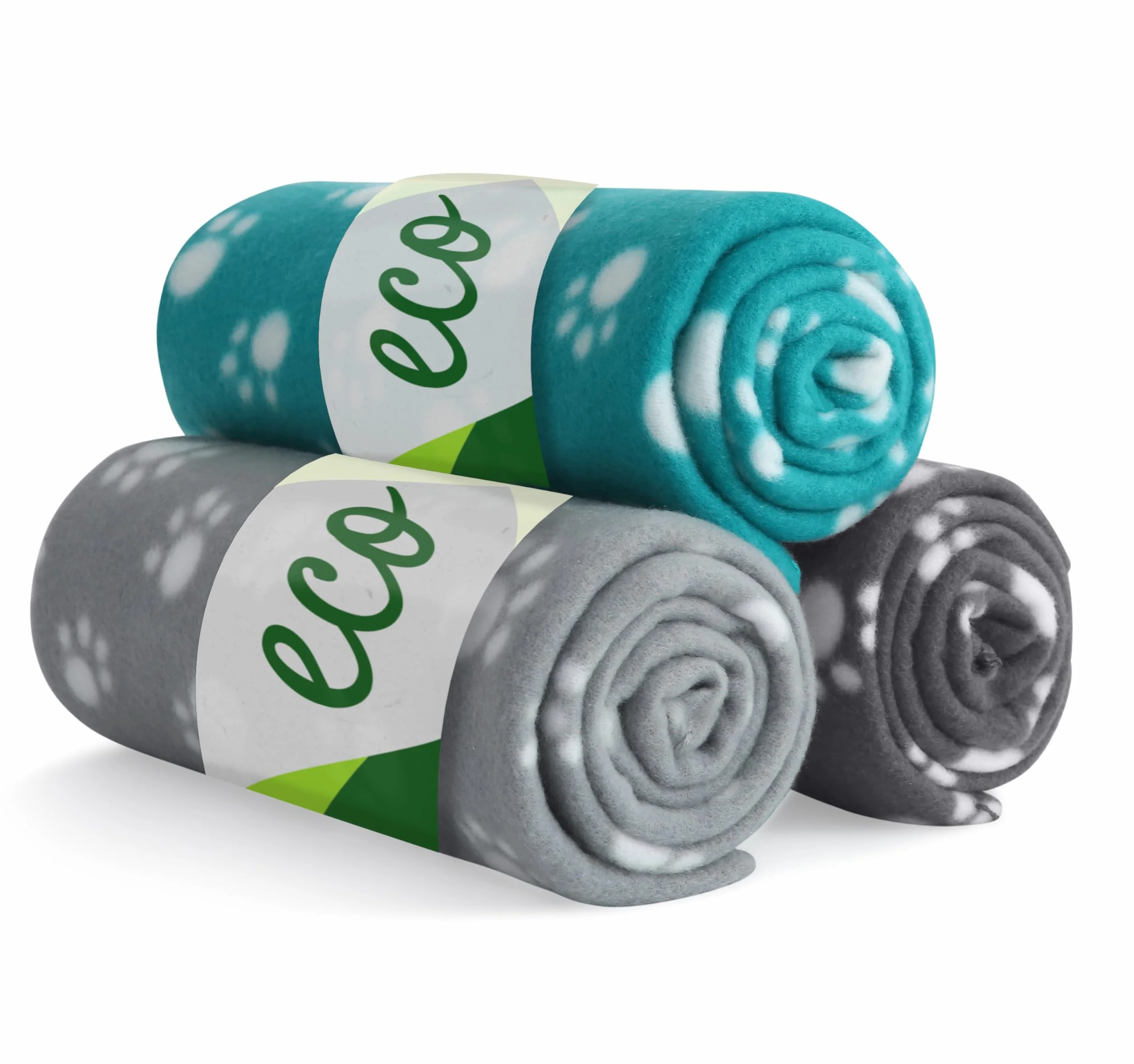 wometo eco 3-częściowy zestaw kocyków dla zwierząt, koc dla psa, wykonany w 100% z materiału pochodzącego z recyklingu + sprawdzony pod kątem Öko-Tex, 3 sztuki, 70 x 100 cm, szary, ciemnoszary i