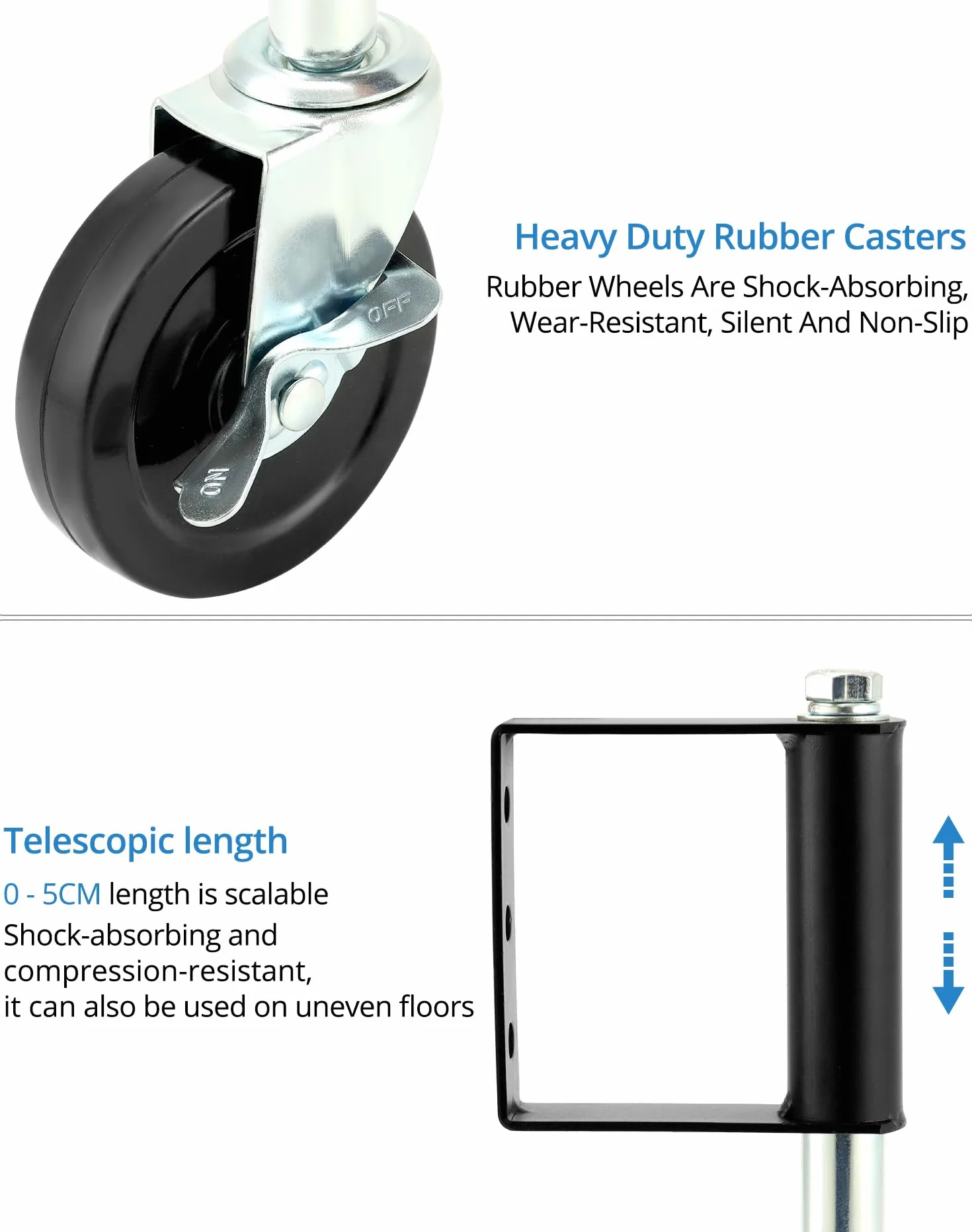 QWORK® 2 sztuki rolek bramowych ze sprężyną 10 cm, rolki do dużych obciążeń, nośność 100 kg, z bocznym hamulcem blokującym