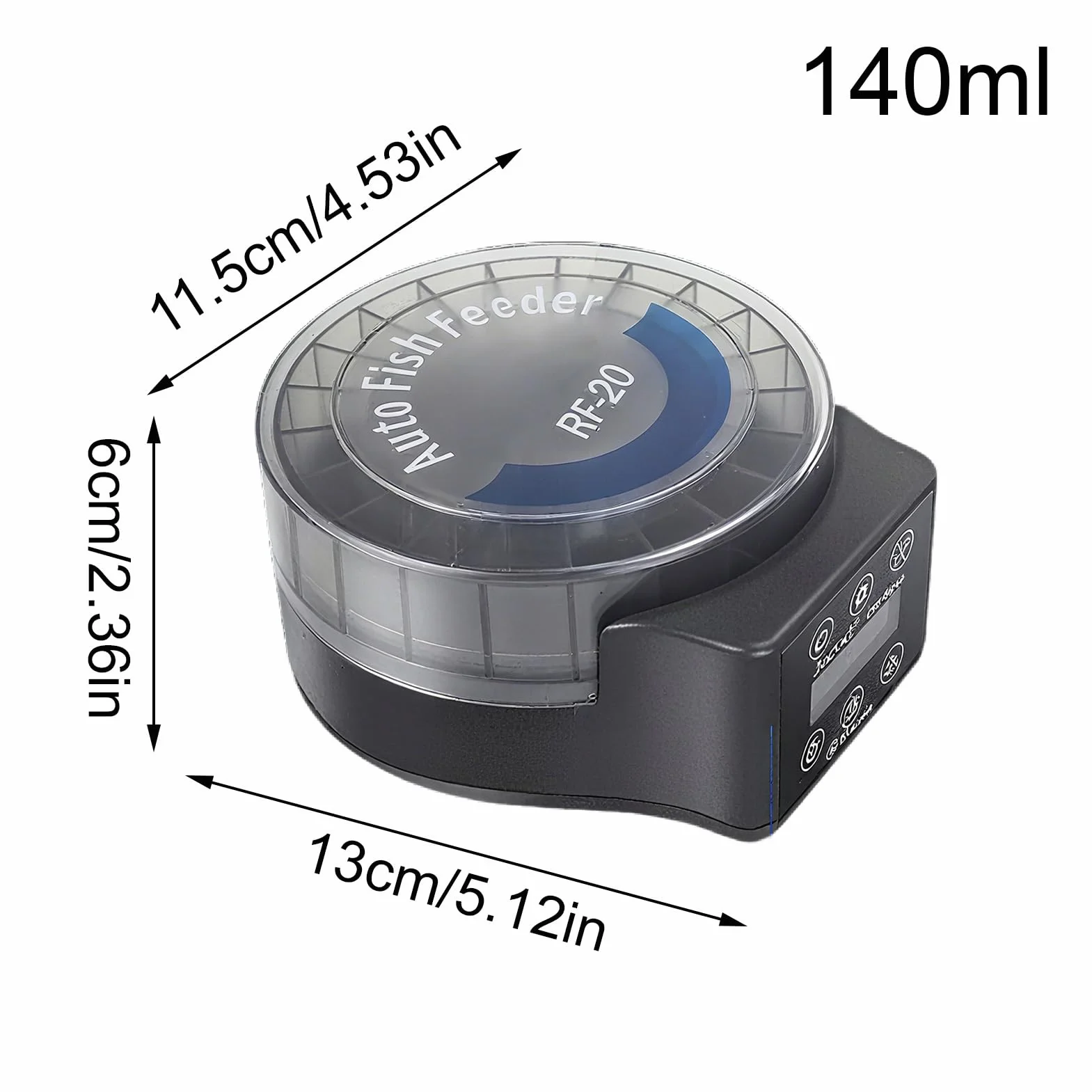 Automatyczny karmnik dla ryb, 6-stopniowy karmienie, automatyczny karmnik dla ryb Betta, 140 ml, timer, karmienie akwarium do sprzętu biurkowego, aksolotl, żółw, krewetek, żaby, biura