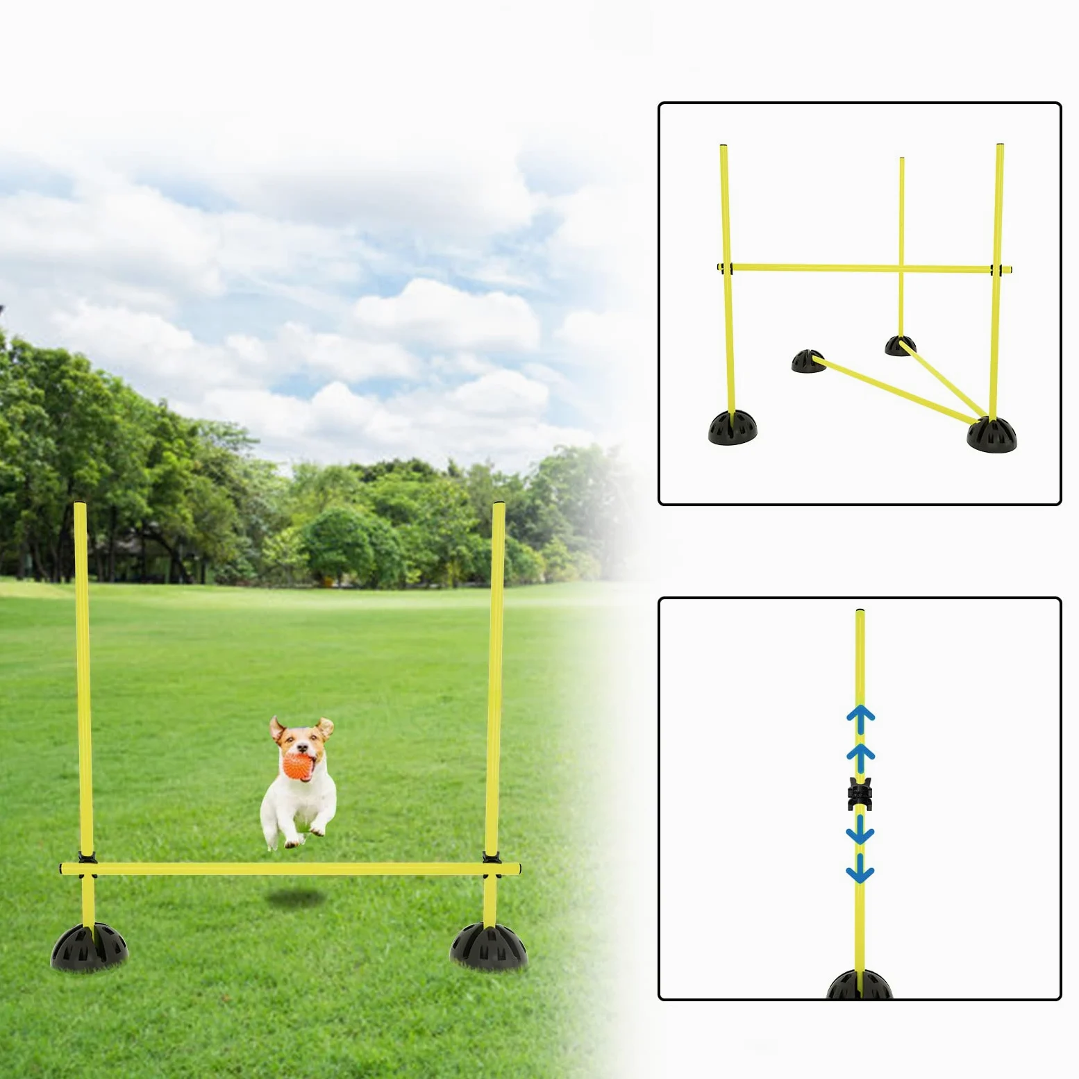 Zestaw drążków do skakania Agility treningowych do skoków, dryblingu i ruchliwości, żółty