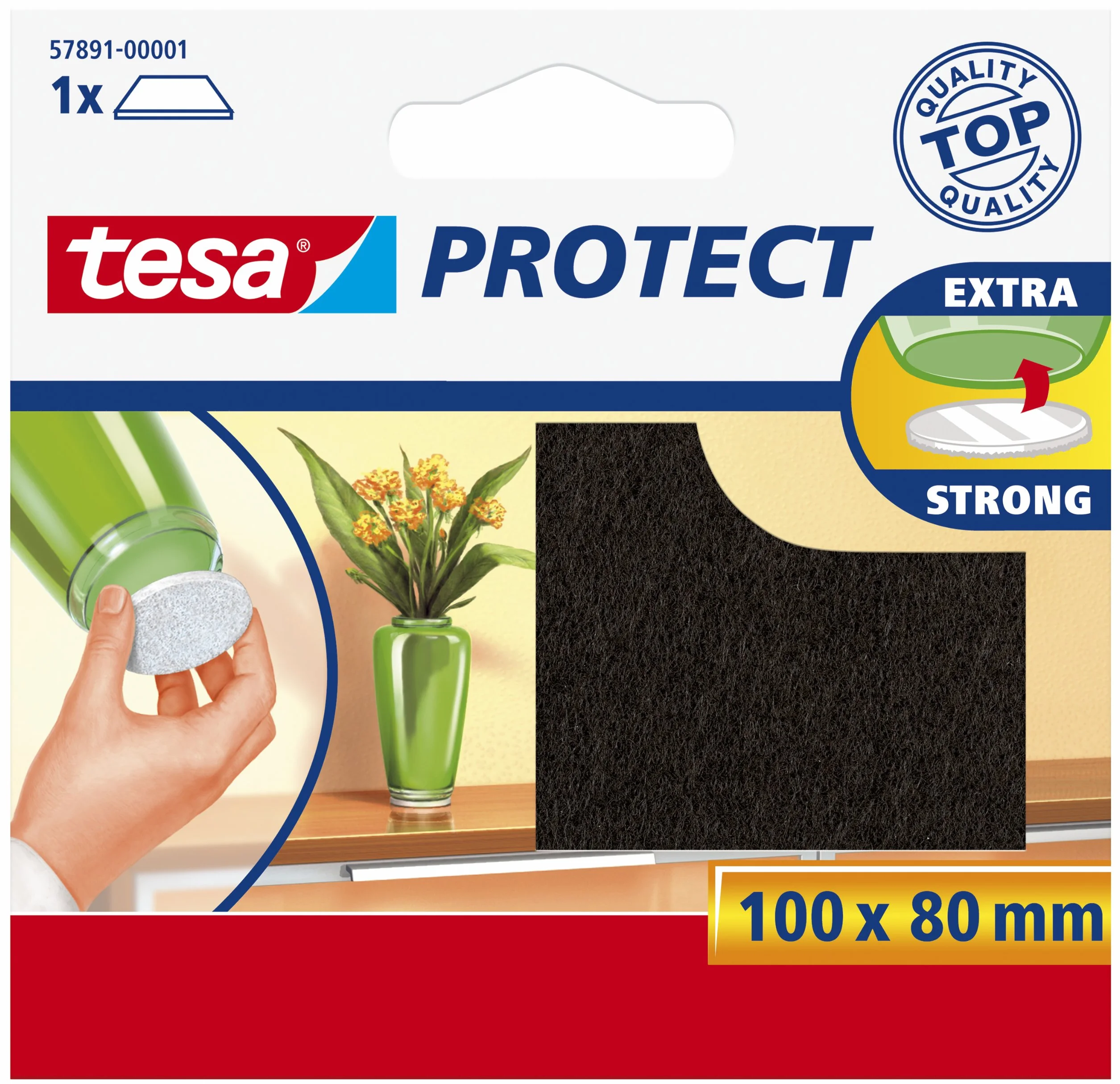 tesa UK Protect Anti Scratch Samoprzylepny Filc 100 mm x 80 mm - Brązowy