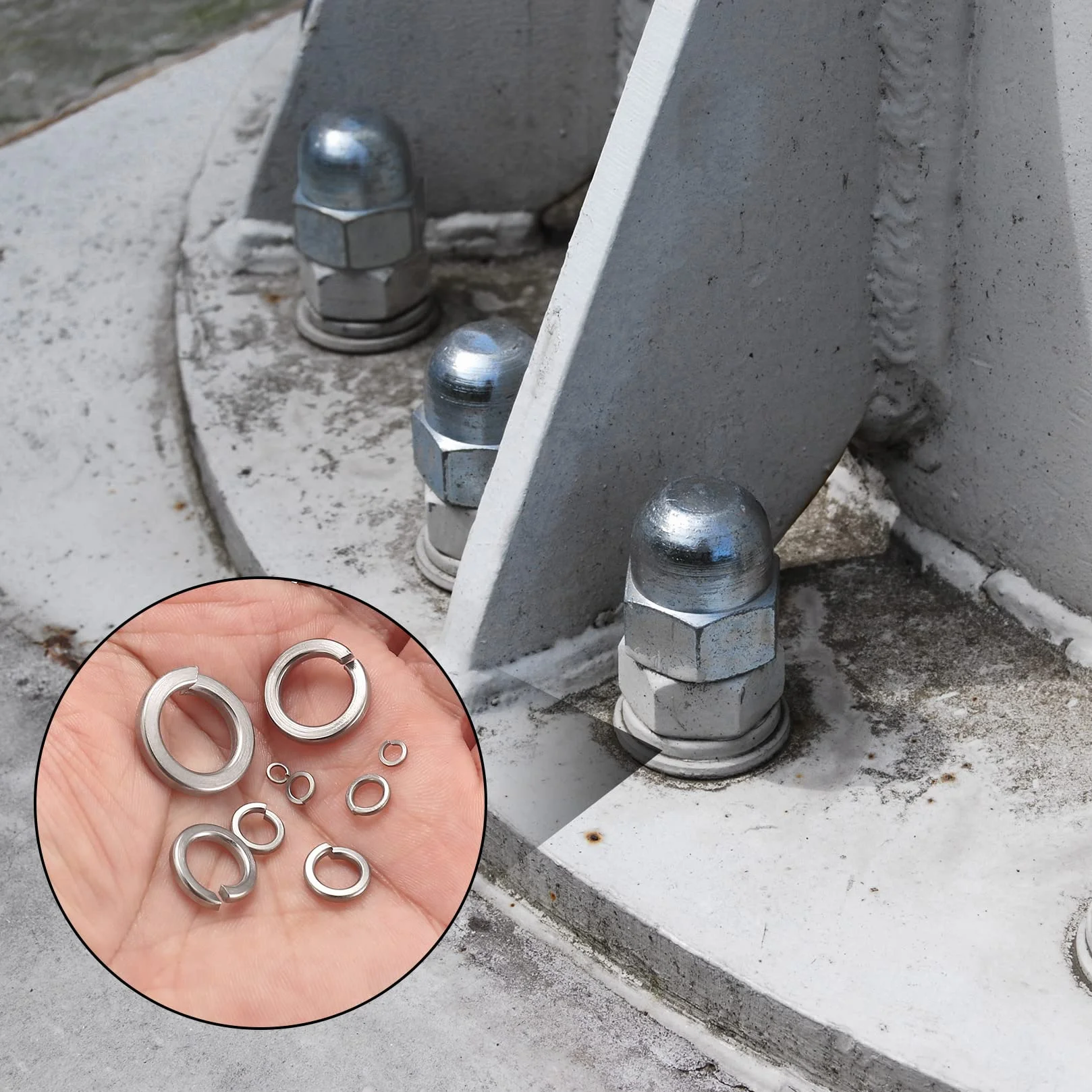 Zestaw 600 sztuk Pierścieni Sprężystych, Pierścieni Skrętnych, Podkładek, Zabezpieczeń o Standardzie DIN 127 Form B ze Stali Nierdzewnej V2A - M2/M2.5/M3/M4/M5/M6/M8/M10/M12