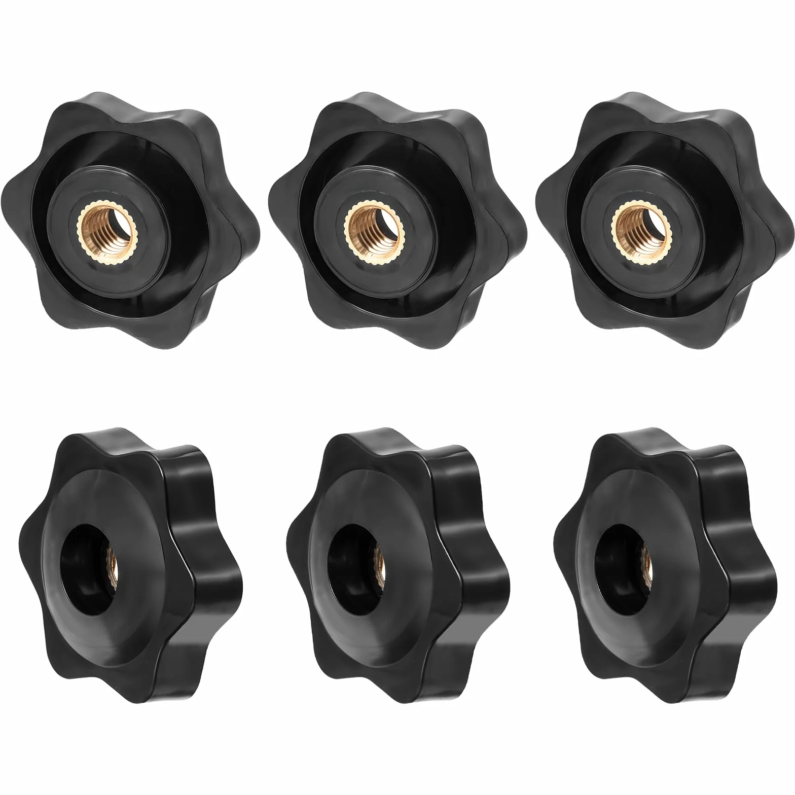 6 sztuk nakrętek z uchwytem gwiazdowym M6, średnica zewnętrzna 32 mm, śruba radełkowana, nakrętka gwiazdkowa, gwint wewnętrzny z mosiądzu, do maszyn i urządzeń, mebli, sprzętu fitness, obrabiarek