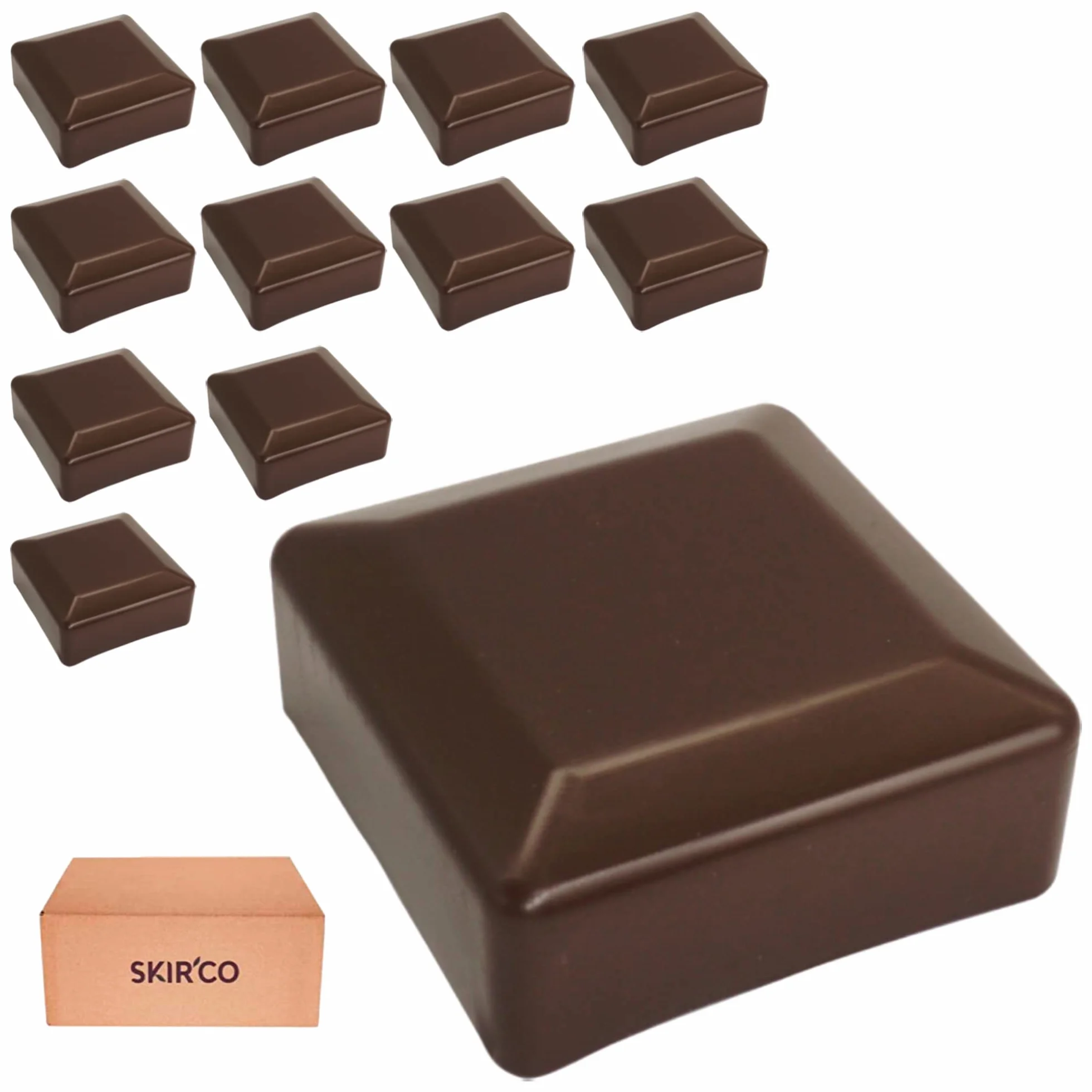 SKIR'CO (12 szt.) zaślepki słupków ogrodzeniowych, kwadratowe 80 x 80 mm, brązowe plastikowe nakładki do słupków ogrodzeniowych, brązowe RAL 8028 kolor