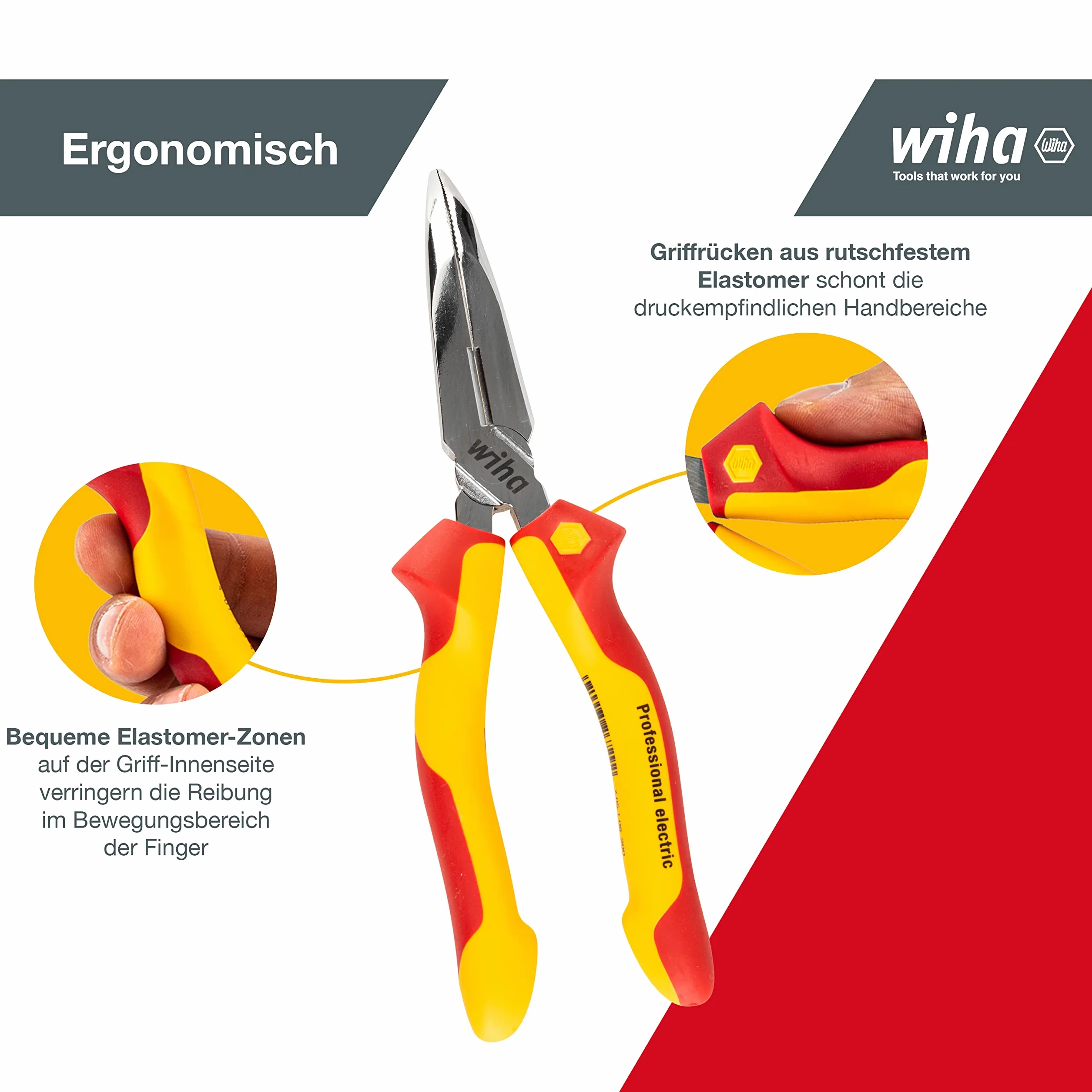 Wiha Szczypce płaskie okrągłe Professional electric 200 mm VDE 26729