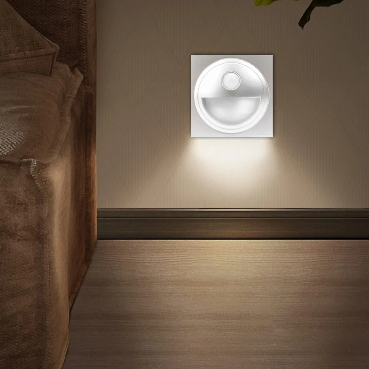 Arotelicht 3W Oświetlenie stóp LED, oświetlenie podłogowe, z czujnikiem, oświetlenie schodów wpuszczanych, plastikowa obudowa, zasilanie 230V (Srebrna powłoka, zimna biel (plastikowa skorupa), 4 sztuki (z czujnikiem))