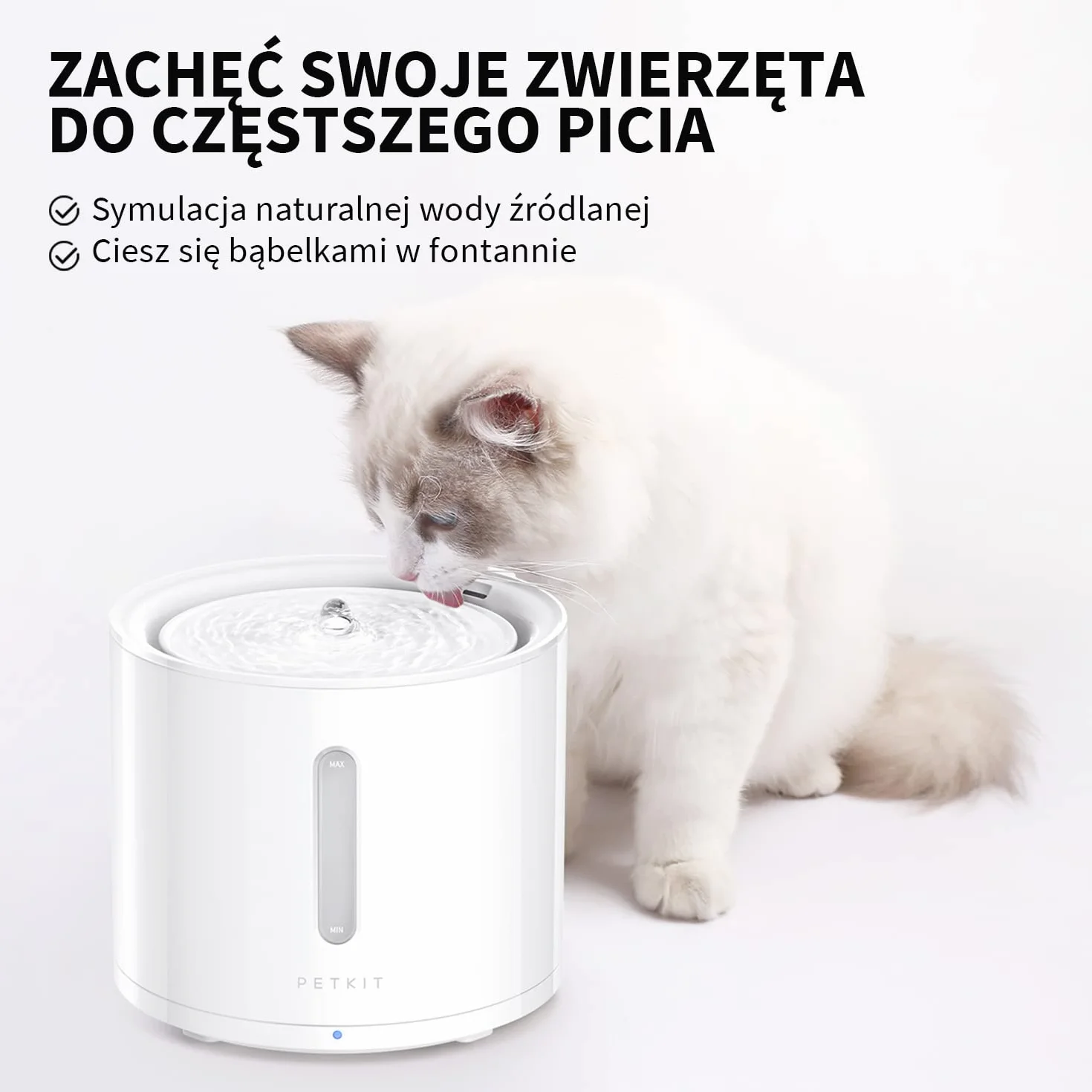 PETKIT EVERSWEET Fontanna dla Kota 2L, Bezprzewodowa Pompa, Kontrola Aplikacji, Automatyczna Fontanna dla Kota i Psa, 25 dB Ciszy, 3 Tryby, Wiele Filtrów, Okno Poziomu Wody, Wskaźnik LED