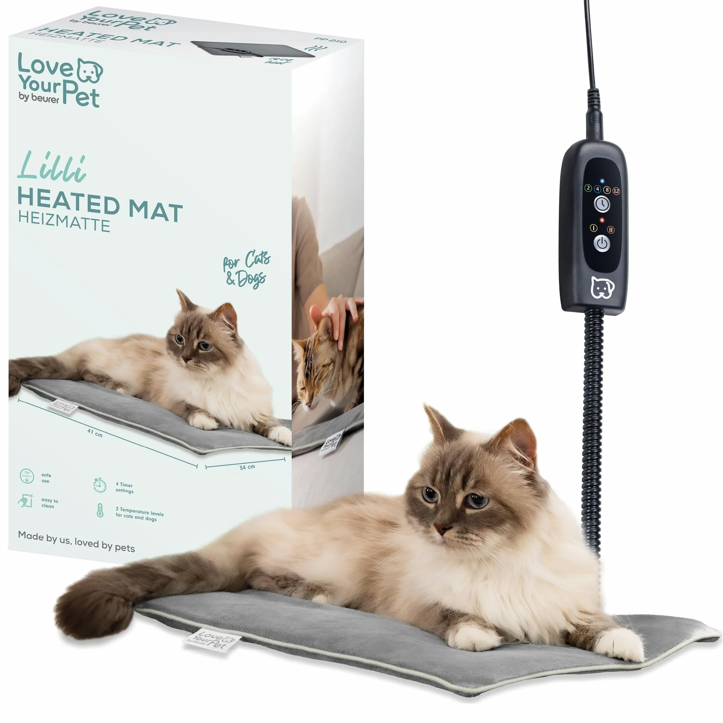Beurer Love Your Pet Mata rozgrzewająca S Lilli dla psów i kotów, poduszka elektryczna z timerem, 41 x 34 cm