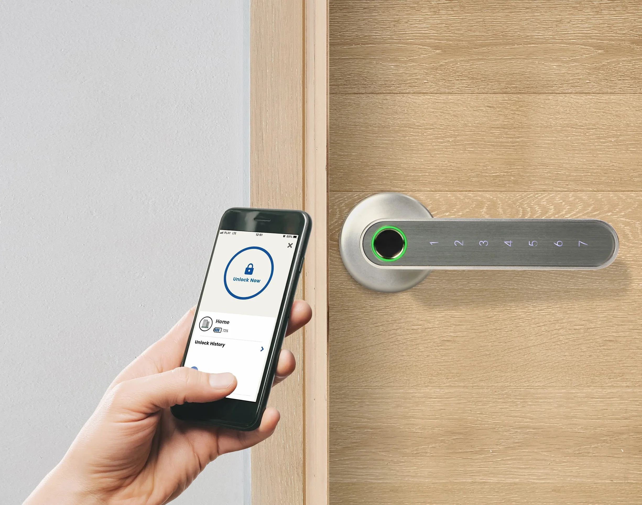 Inteligentny uchwyt klawiatura dotykowa czytnik linii papilarnych Bluetooth 4.0 nikiel